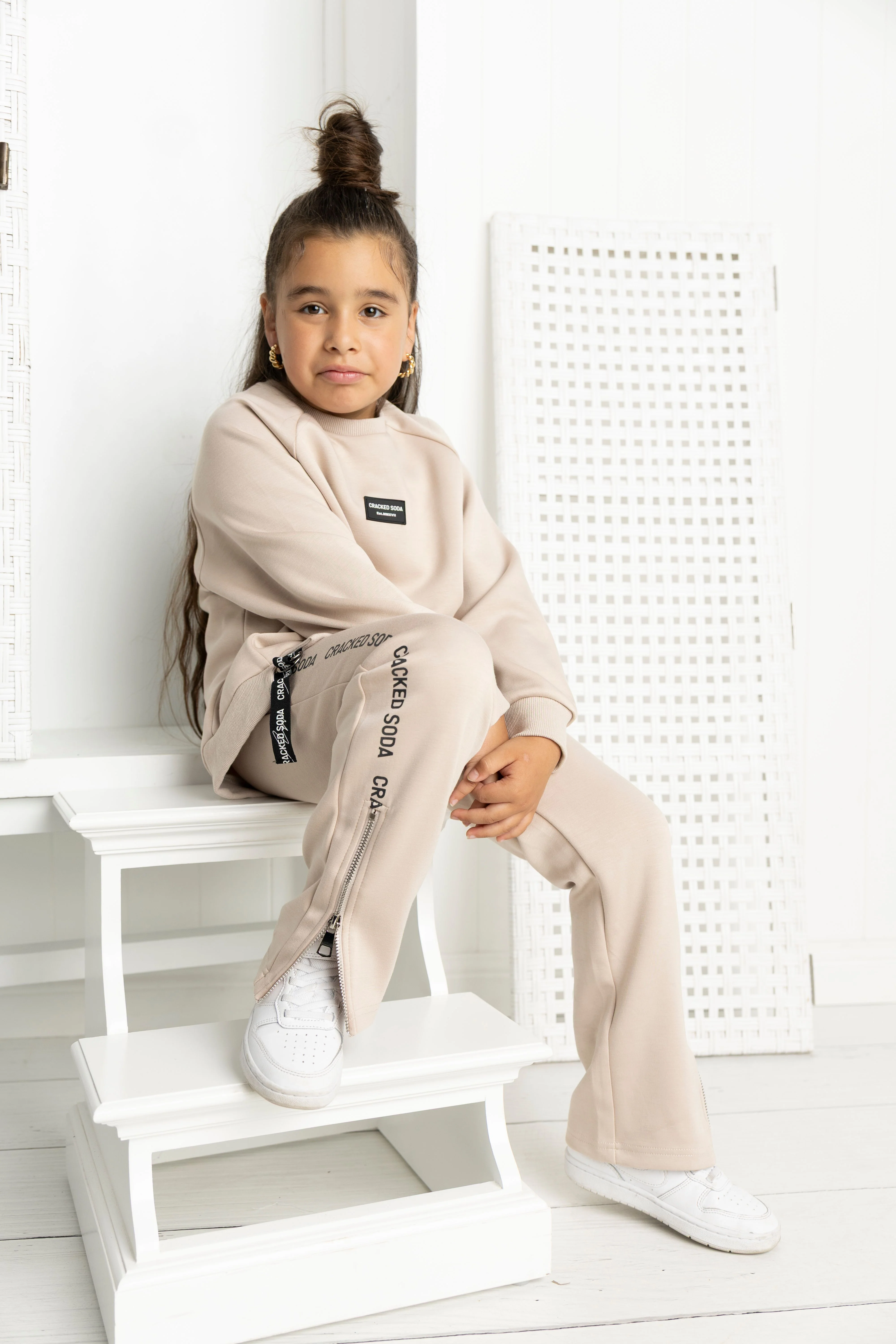 Harper Detail Pant With Zip - Sand - Image 2