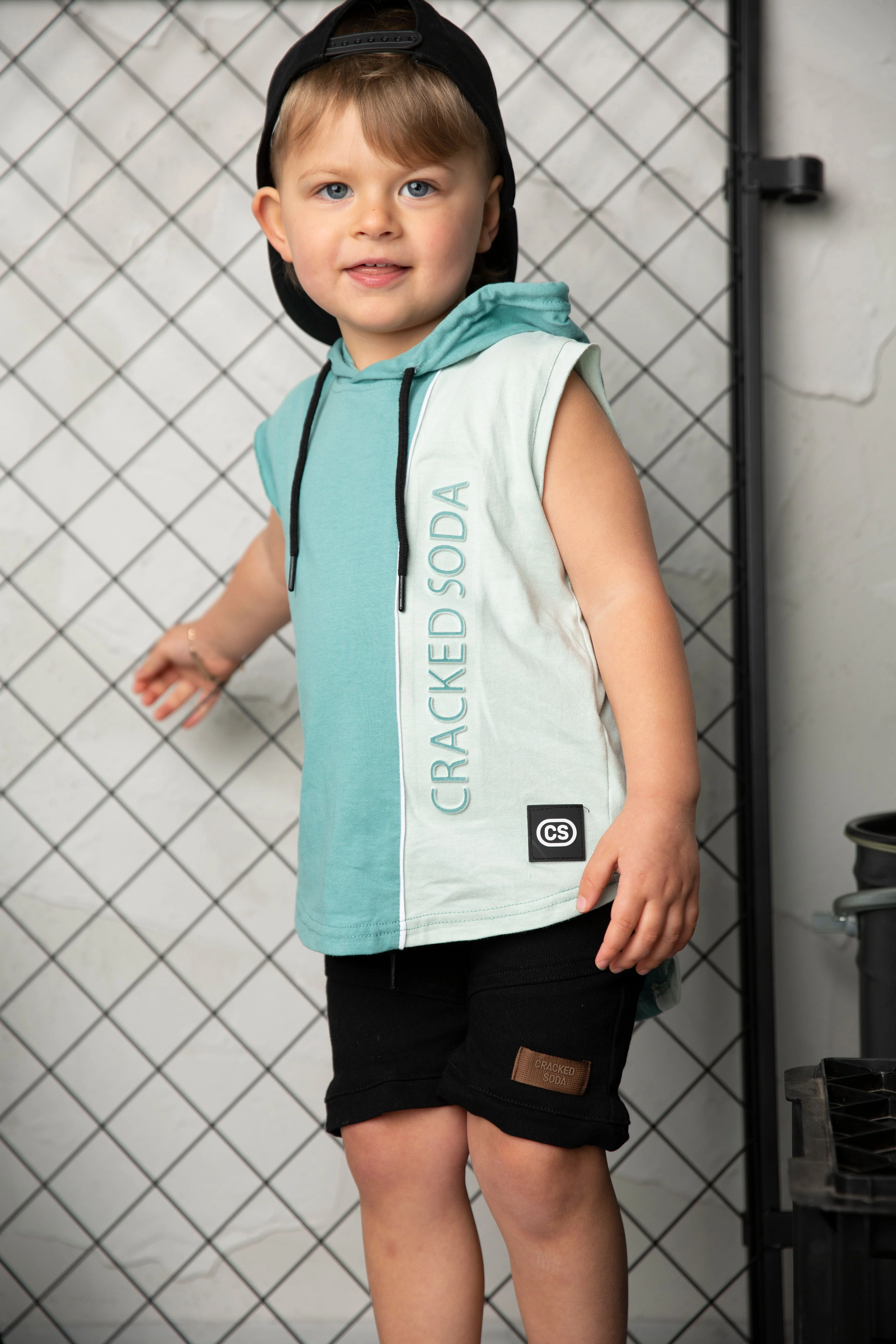 Huck Hooded Tank - Wasabi/Pale Aqua