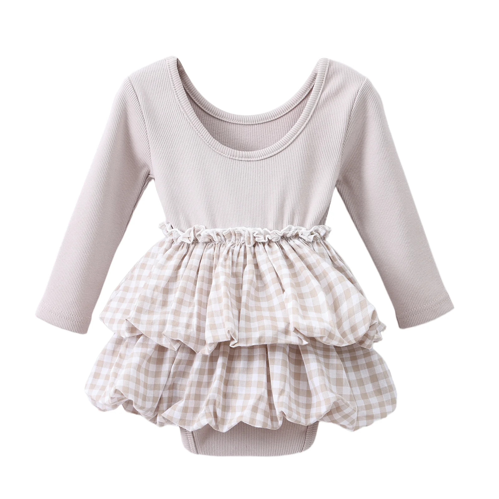 Ivy Fleece Ribbed Bodysuit Check Dress - Image 10