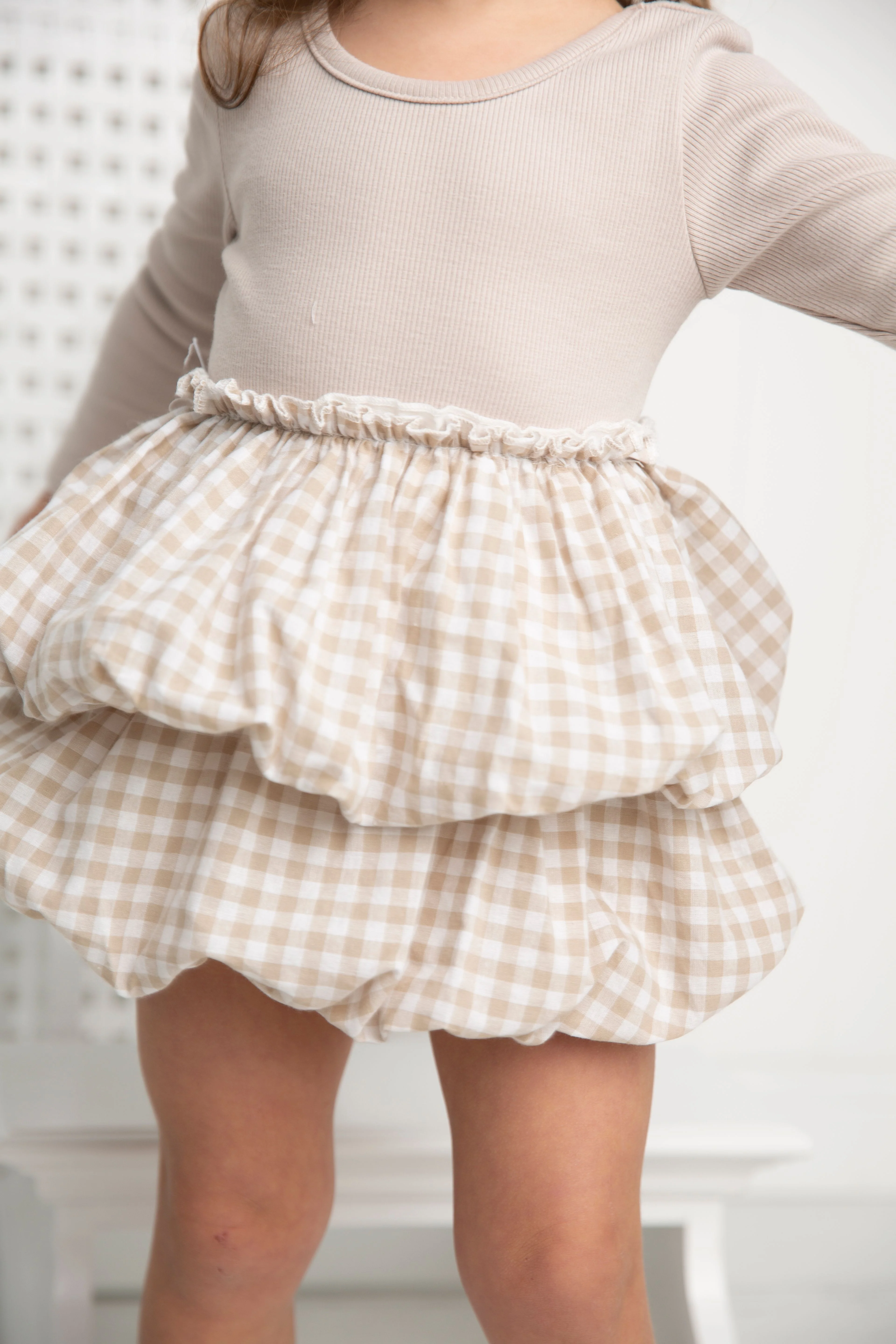 Ivy Fleece Ribbed Bodysuit Check Dress - Image 2