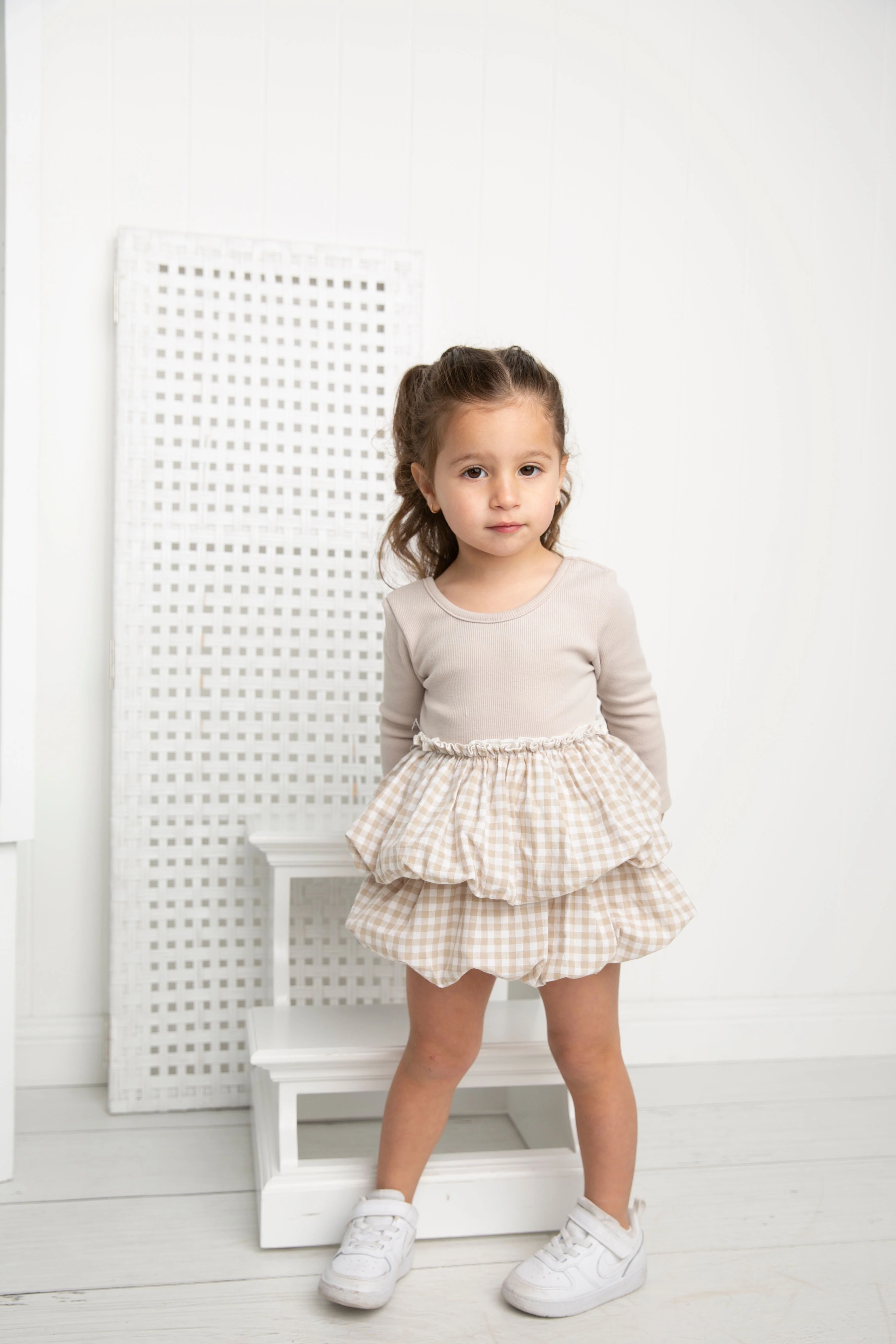 Ivy Fleece Ribbed Bodysuit Check Dress - Image 6