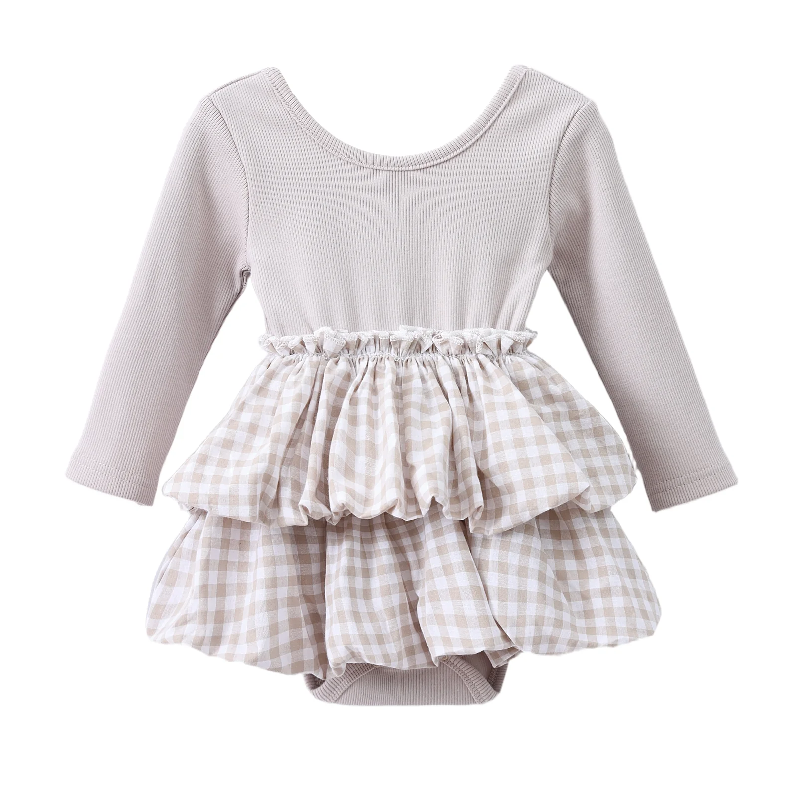 Ivy Fleece Ribbed Bodysuit Check Dress - Image 9