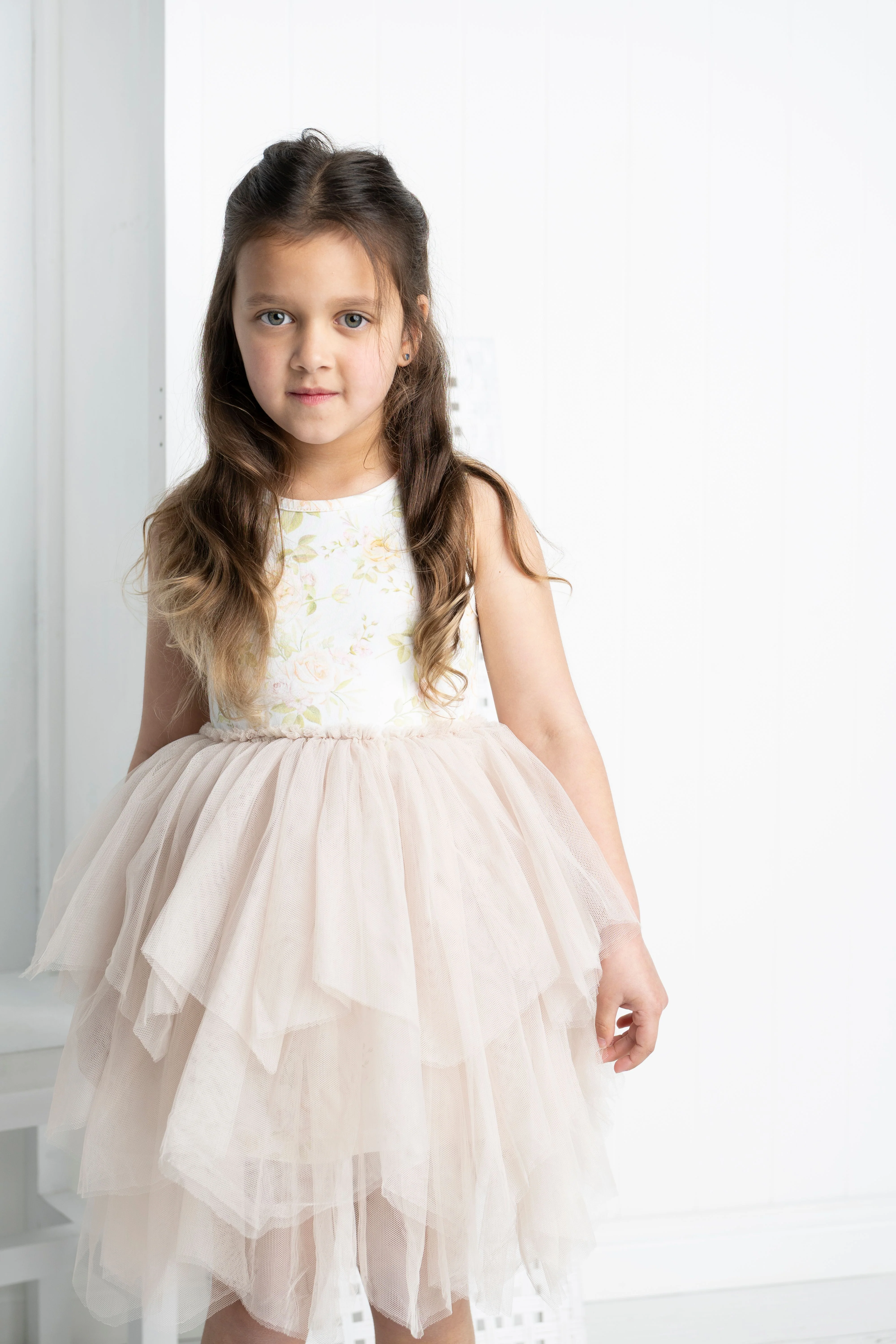 Jasmine Floral Beige Shredded Tutu
