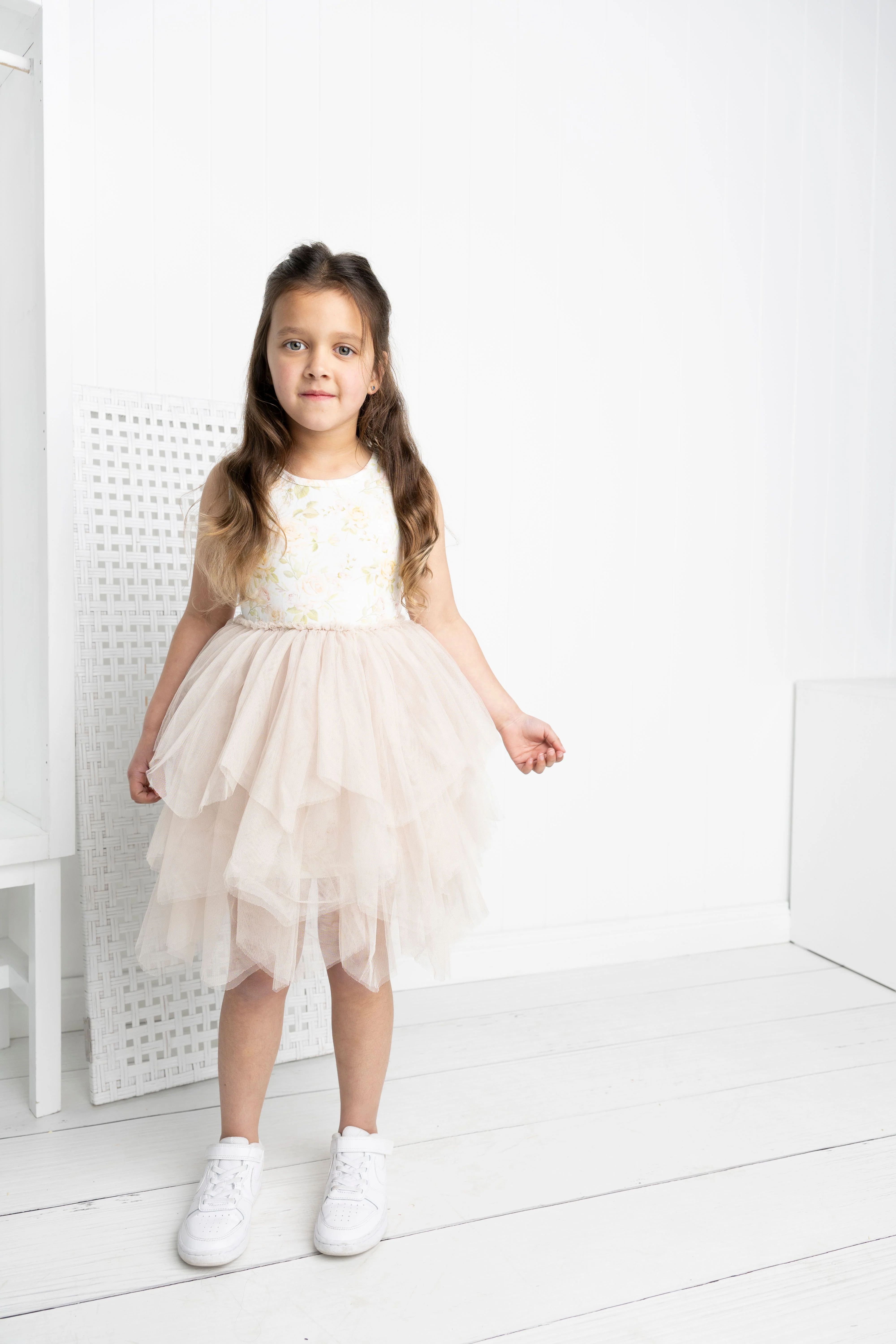 Jasmine Floral Beige Shredded Tutu - Image 3