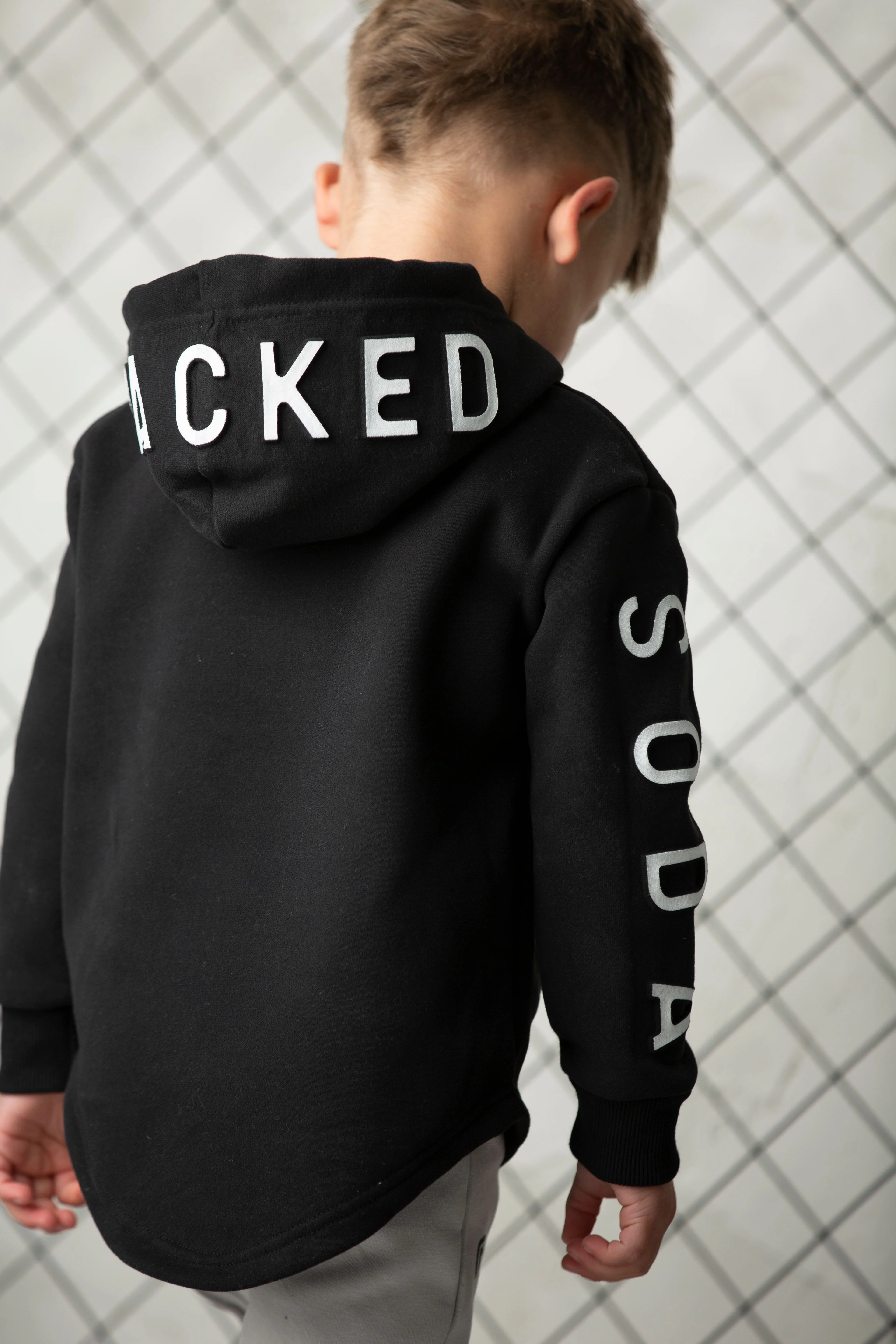 Luca Detailed Hoodie  - Black