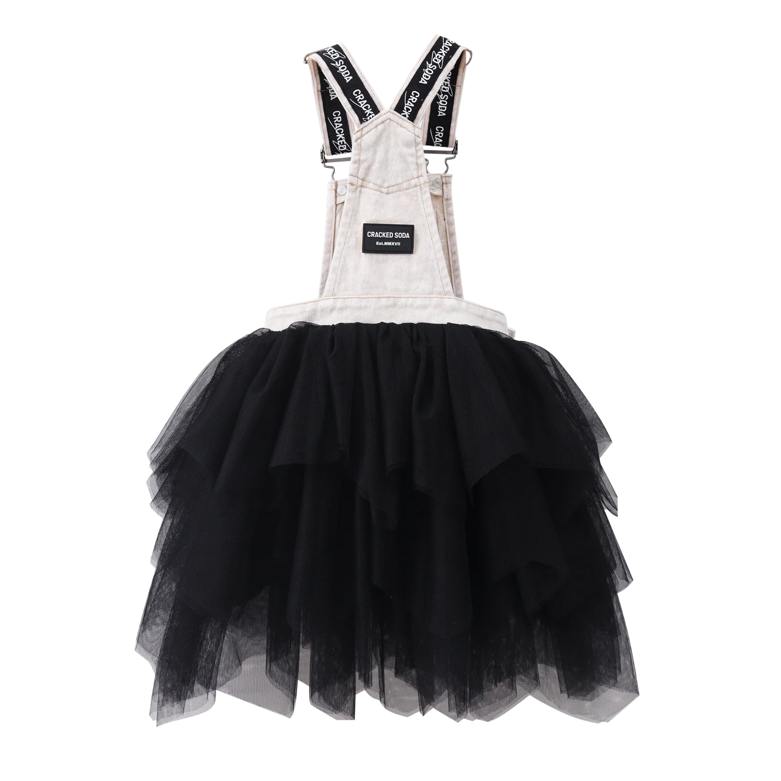 Luna Detailed Pinafore Tutu - Beige/Black - Image 6