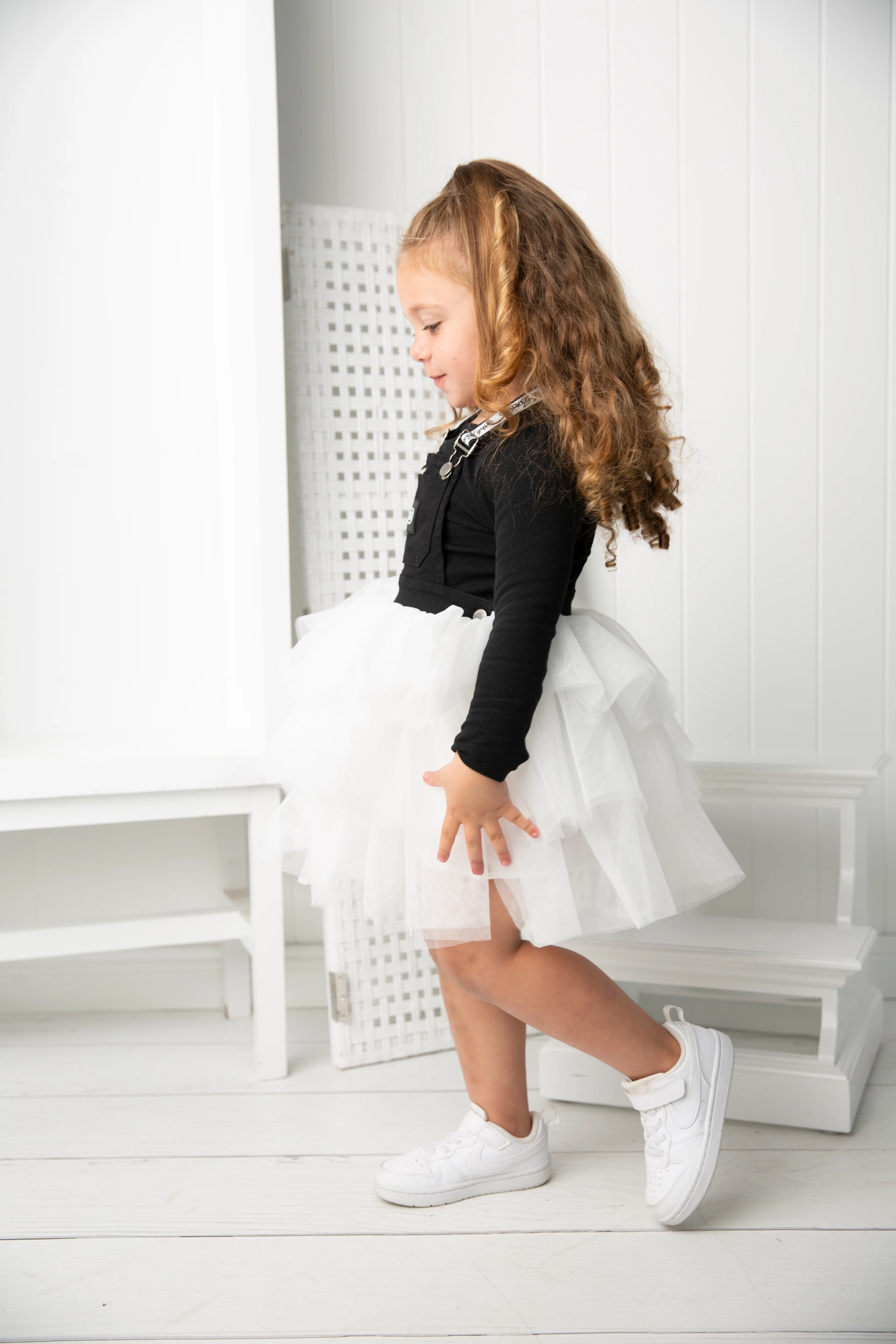Luna Detailed Pinafore Tutu - Black/White - Image 5