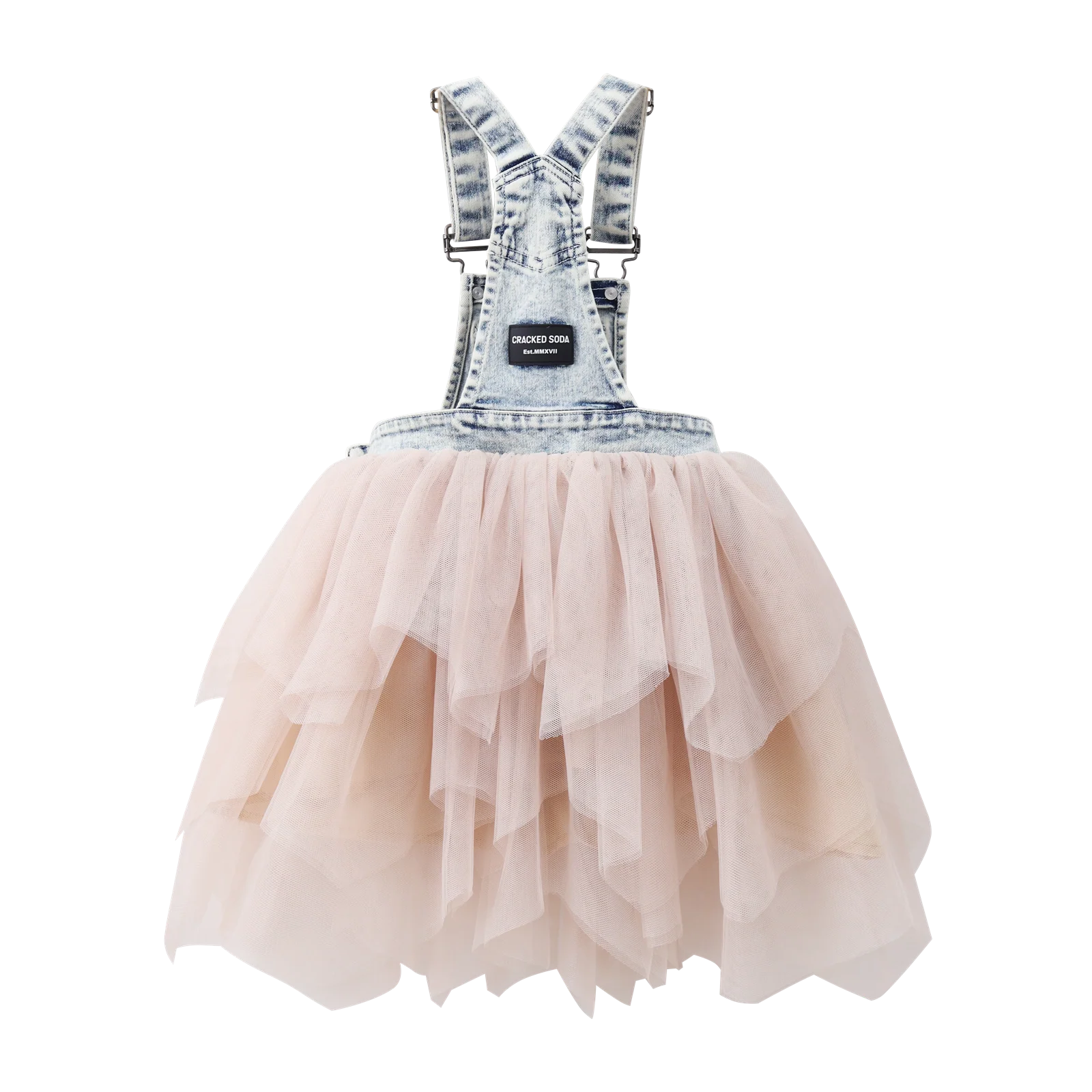 Luna Detailed Pinafore Tutu - Denim Blue/Beige - Image 7