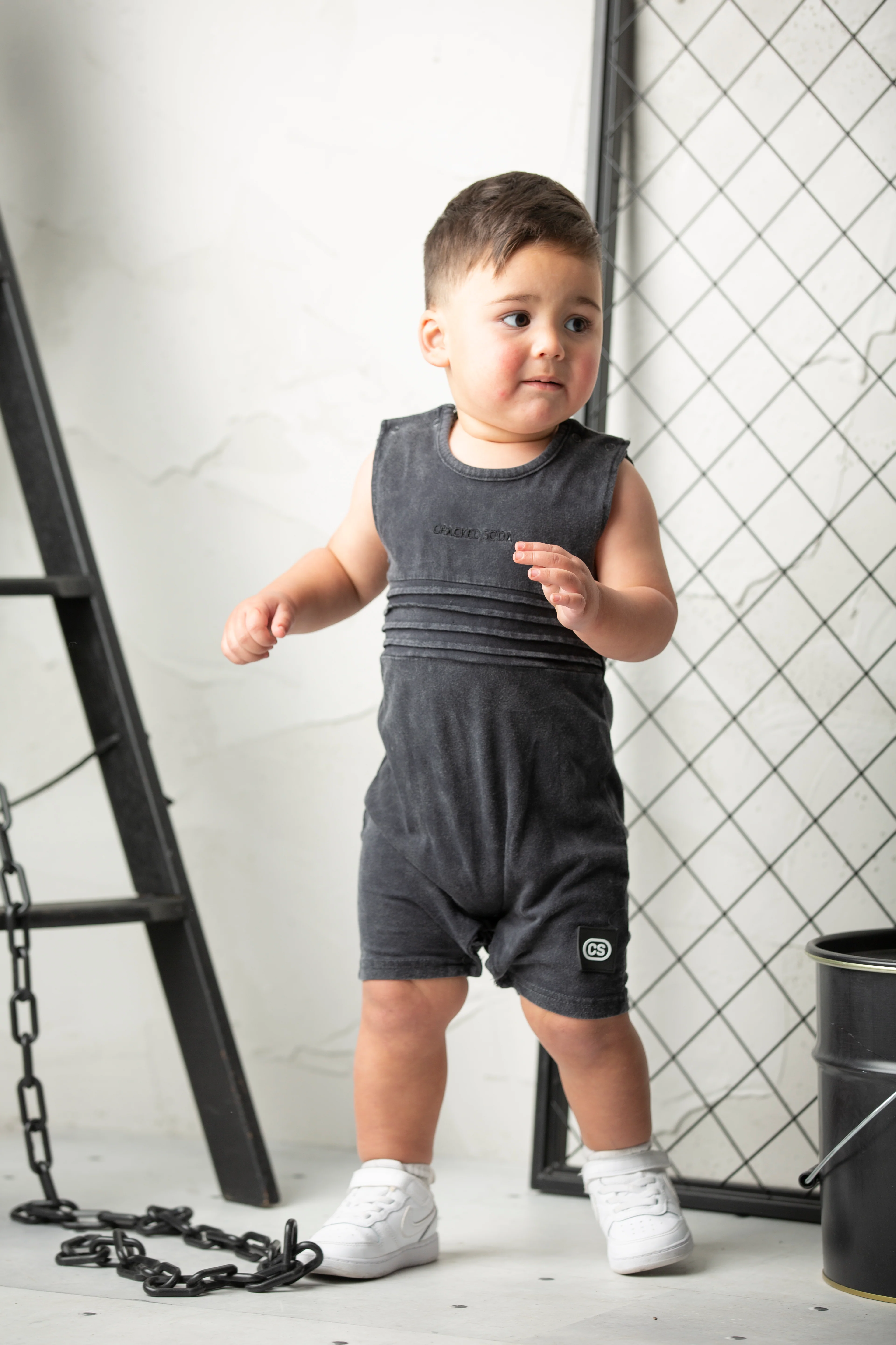 Mateo Detailed Romper - Washed Ash