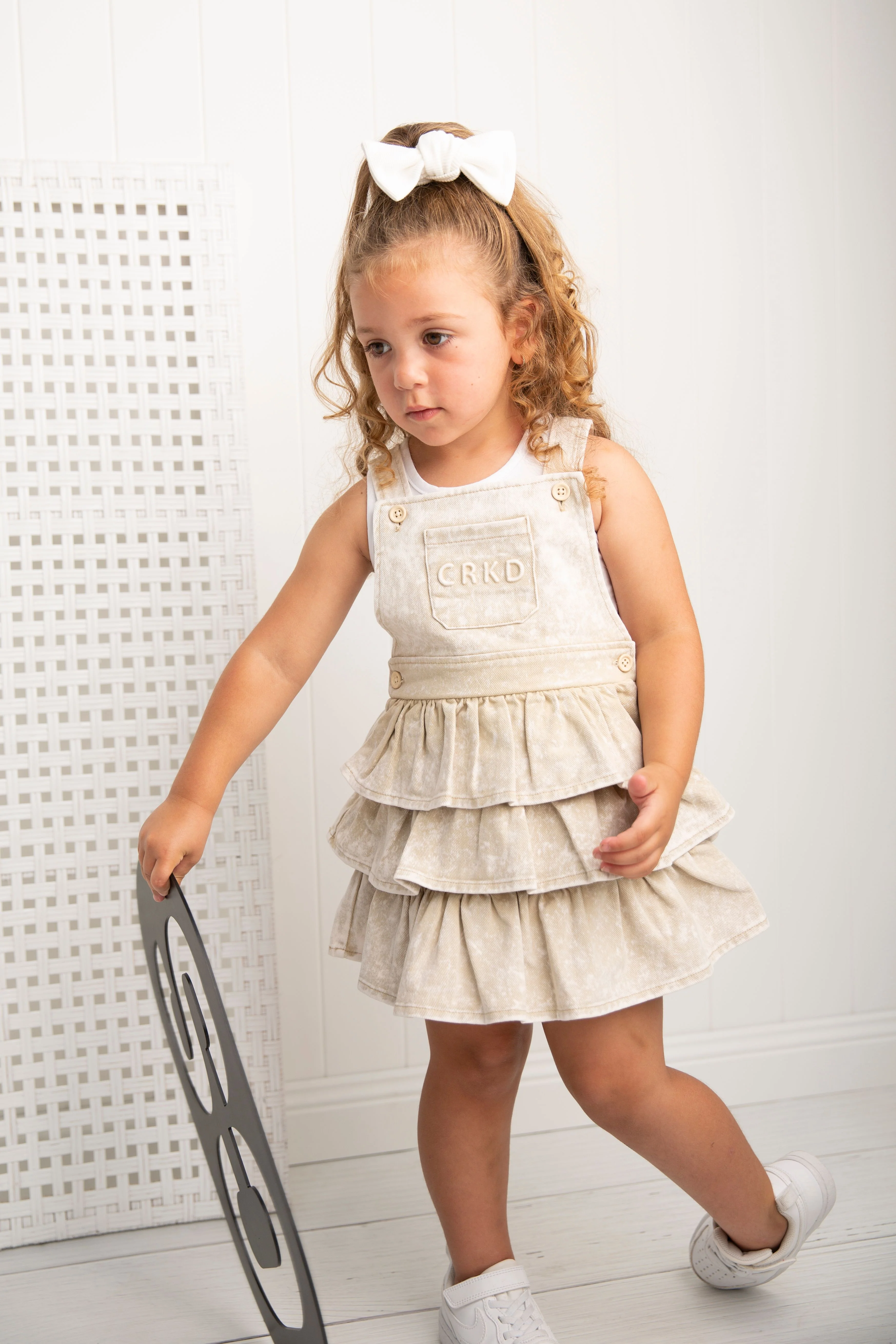 Molly Denim Pinafore - Beige - Image 2