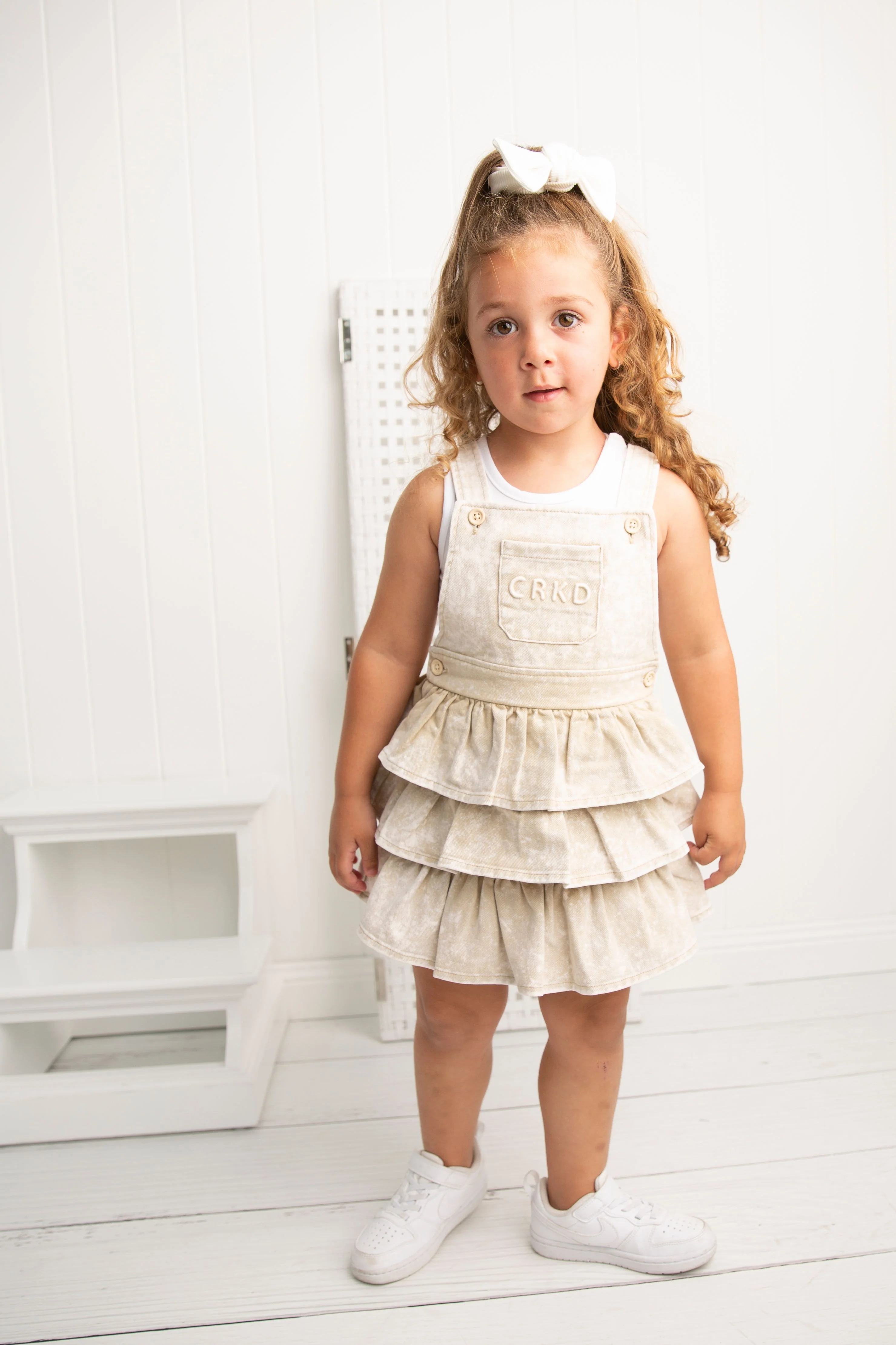 Molly Denim Pinafore - Beige - Image 4