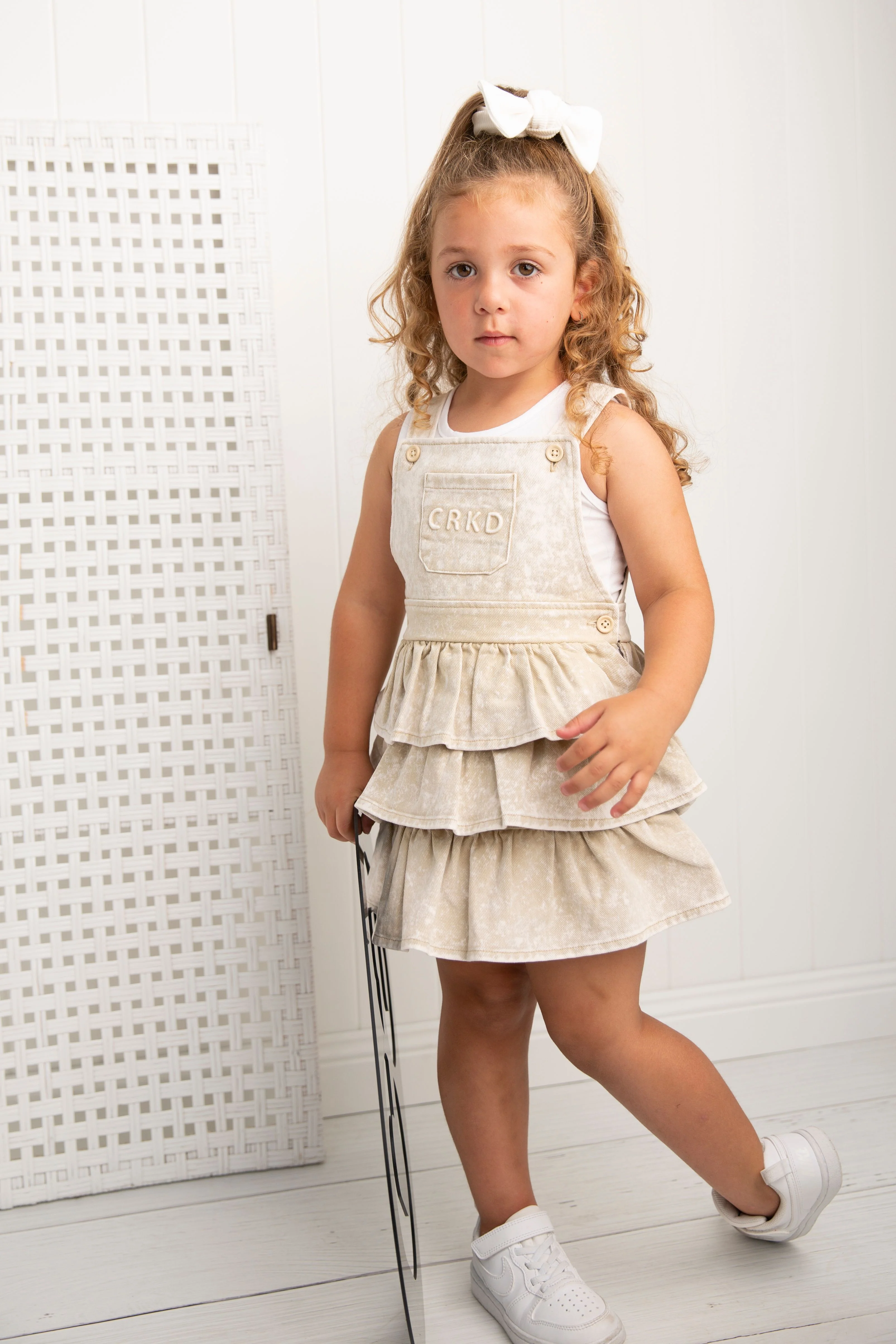 Molly Denim Pinafore - Beige - Image 5