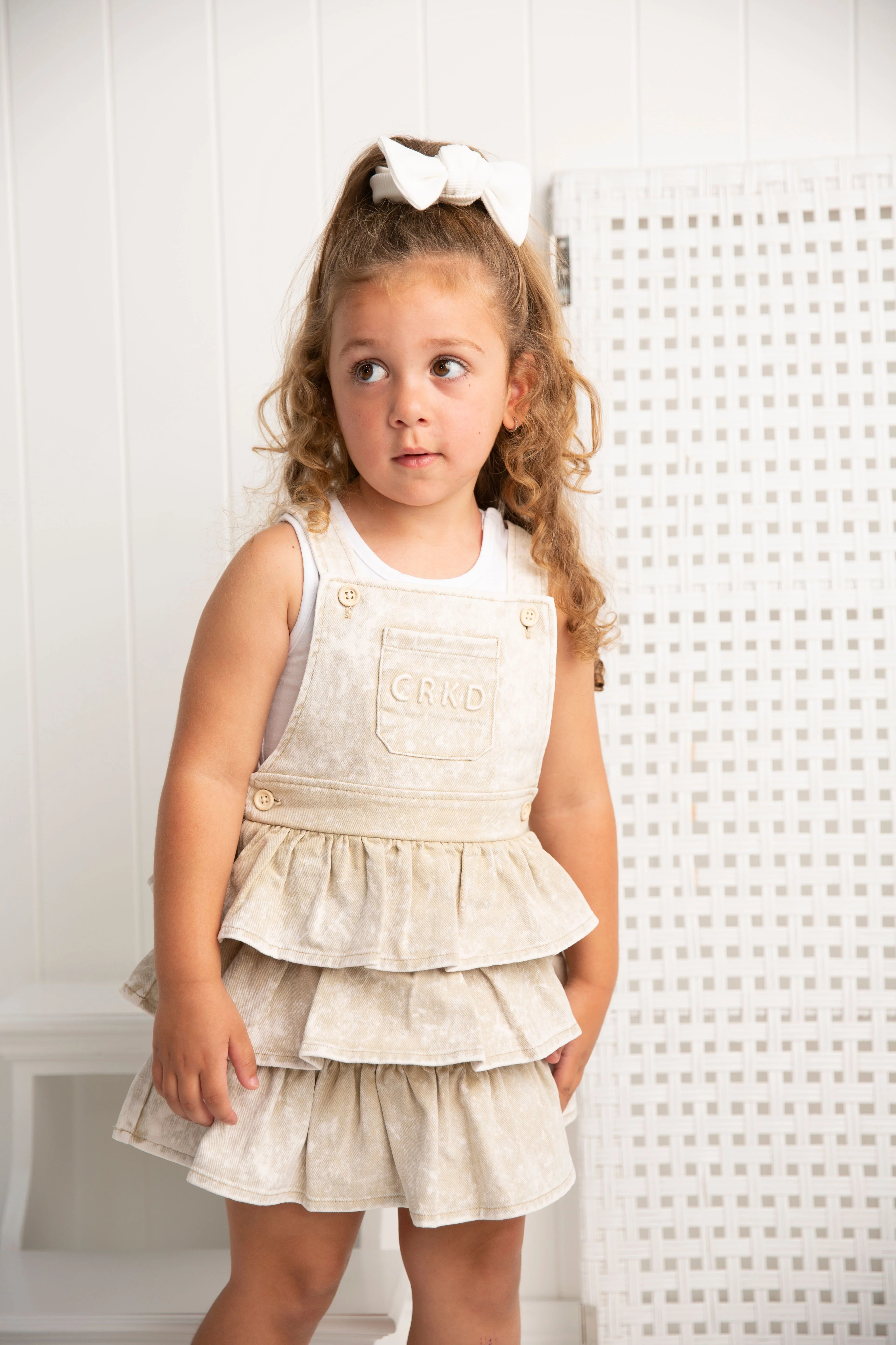 Molly Denim Pinafore - Beige - Image 7