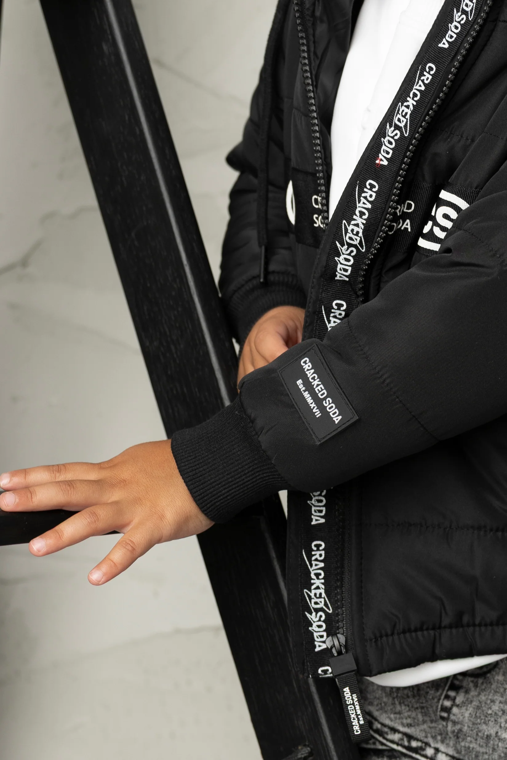 Noah Elevated Puff Jacket with Removable Hood - Black - Image 3