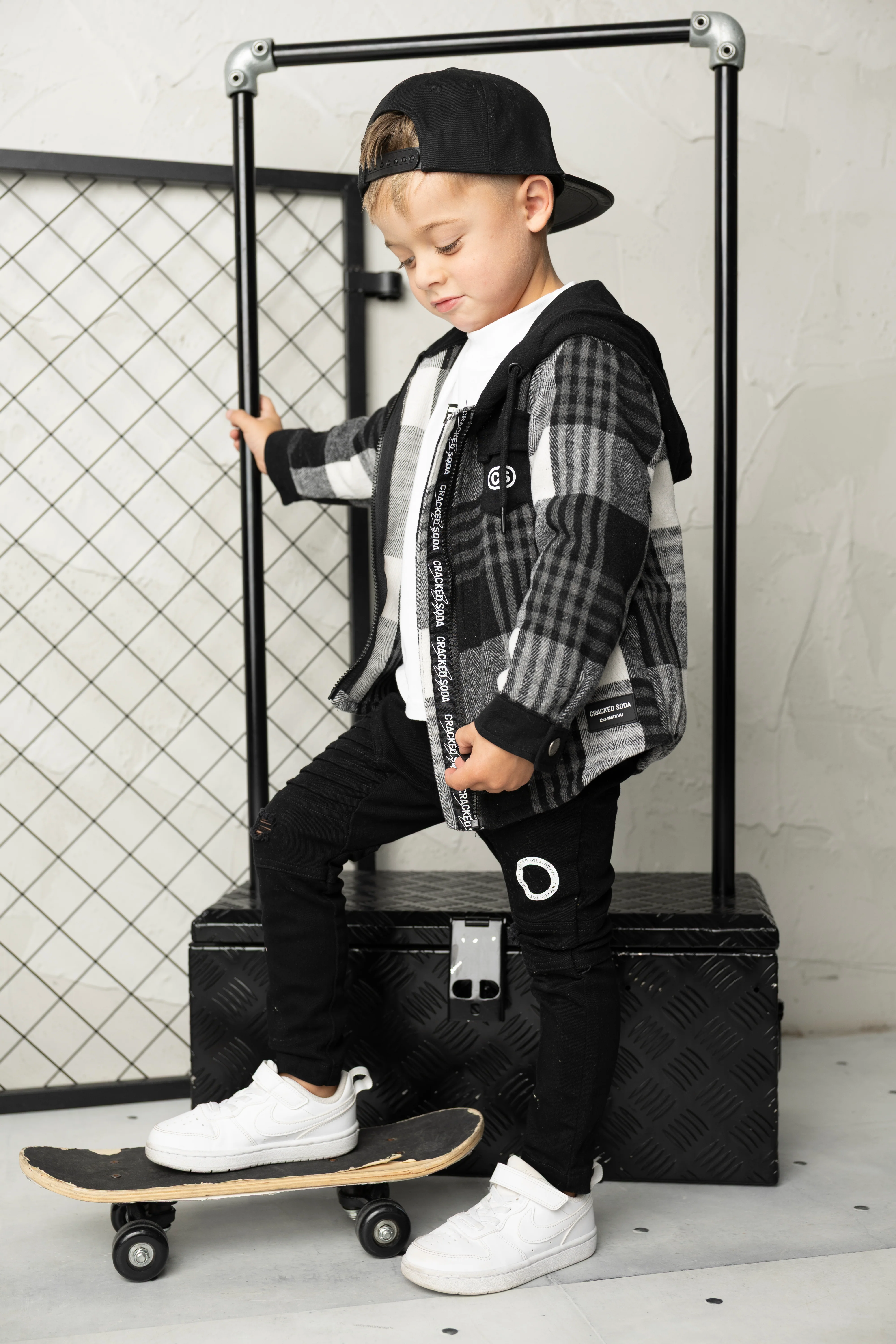 Noah Hooded Shirt Jacket - Check