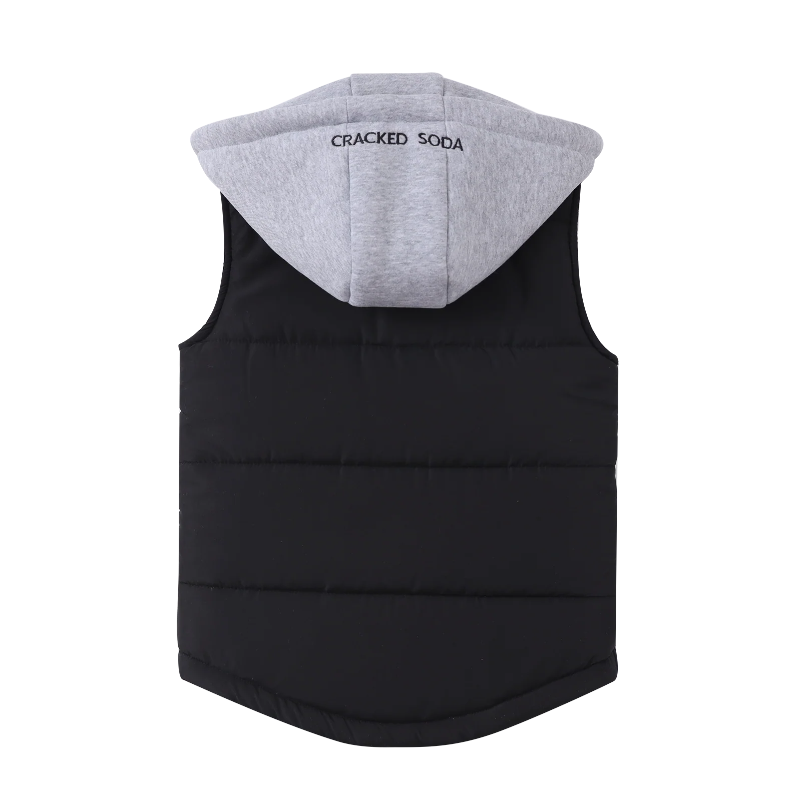 Noah Puff Vest with Removable Hood - Black/Grey - Image 5