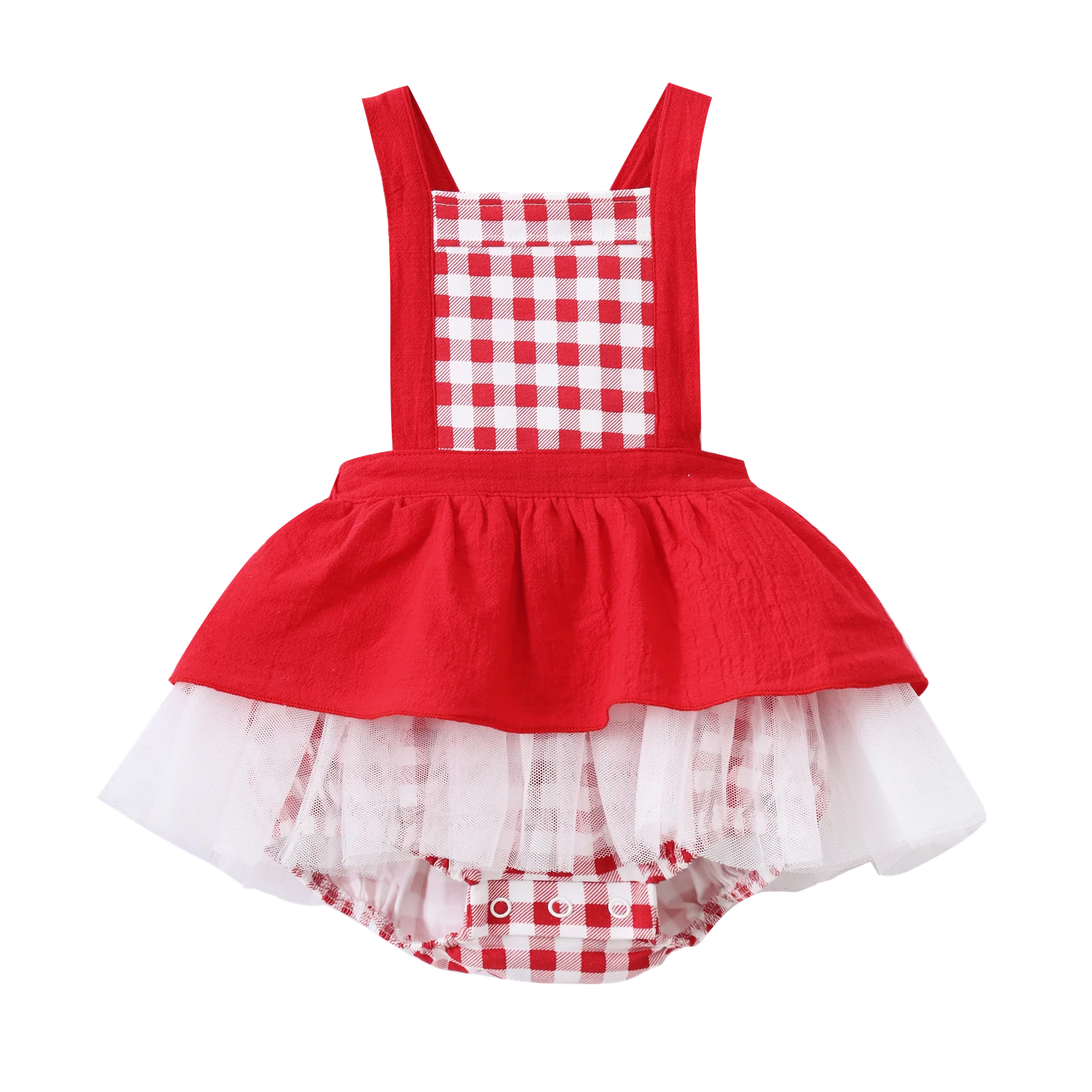 Poppy Check Overall Dress - Image 7