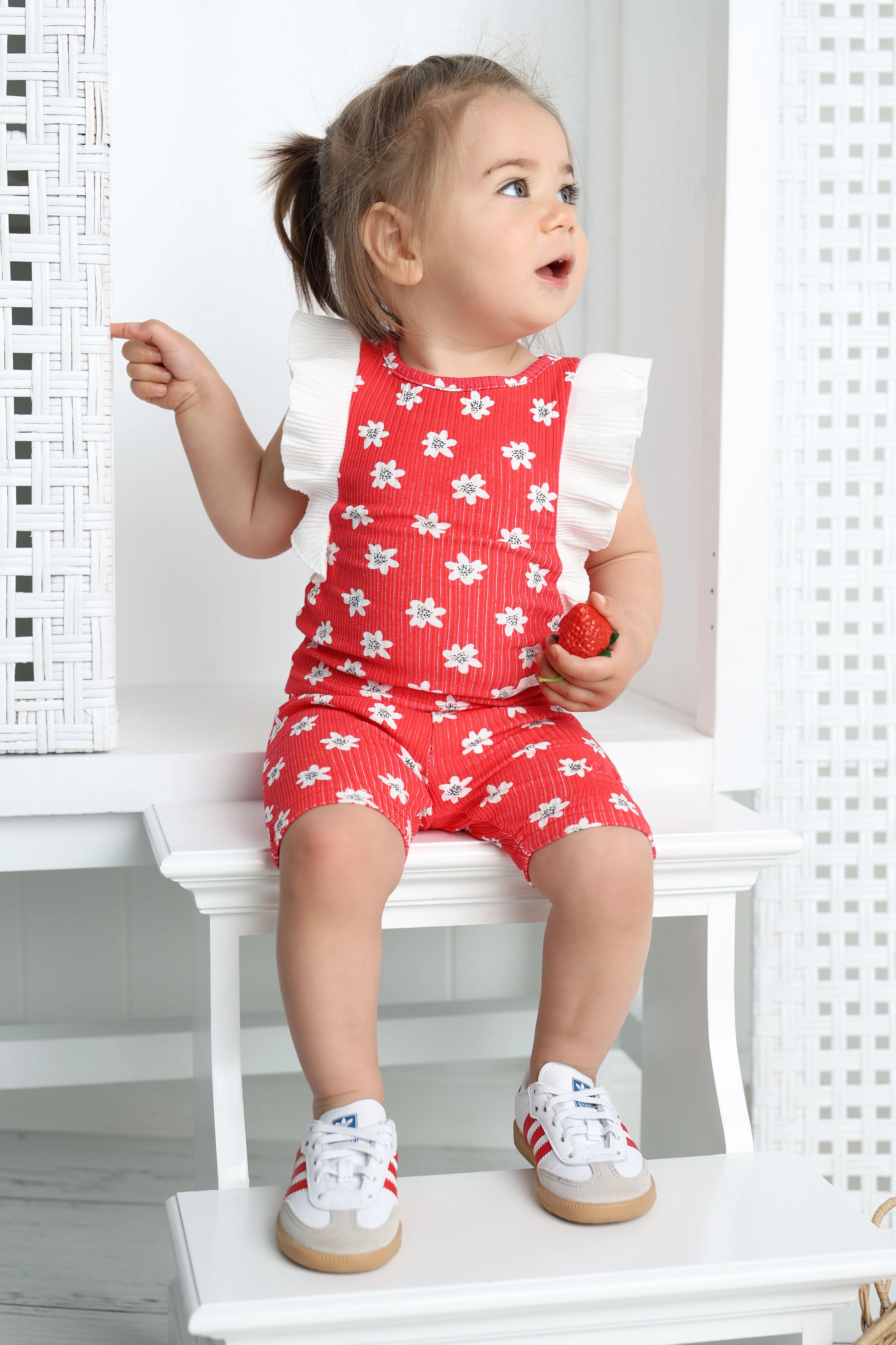 Poppy Flower Red Print Frill Top