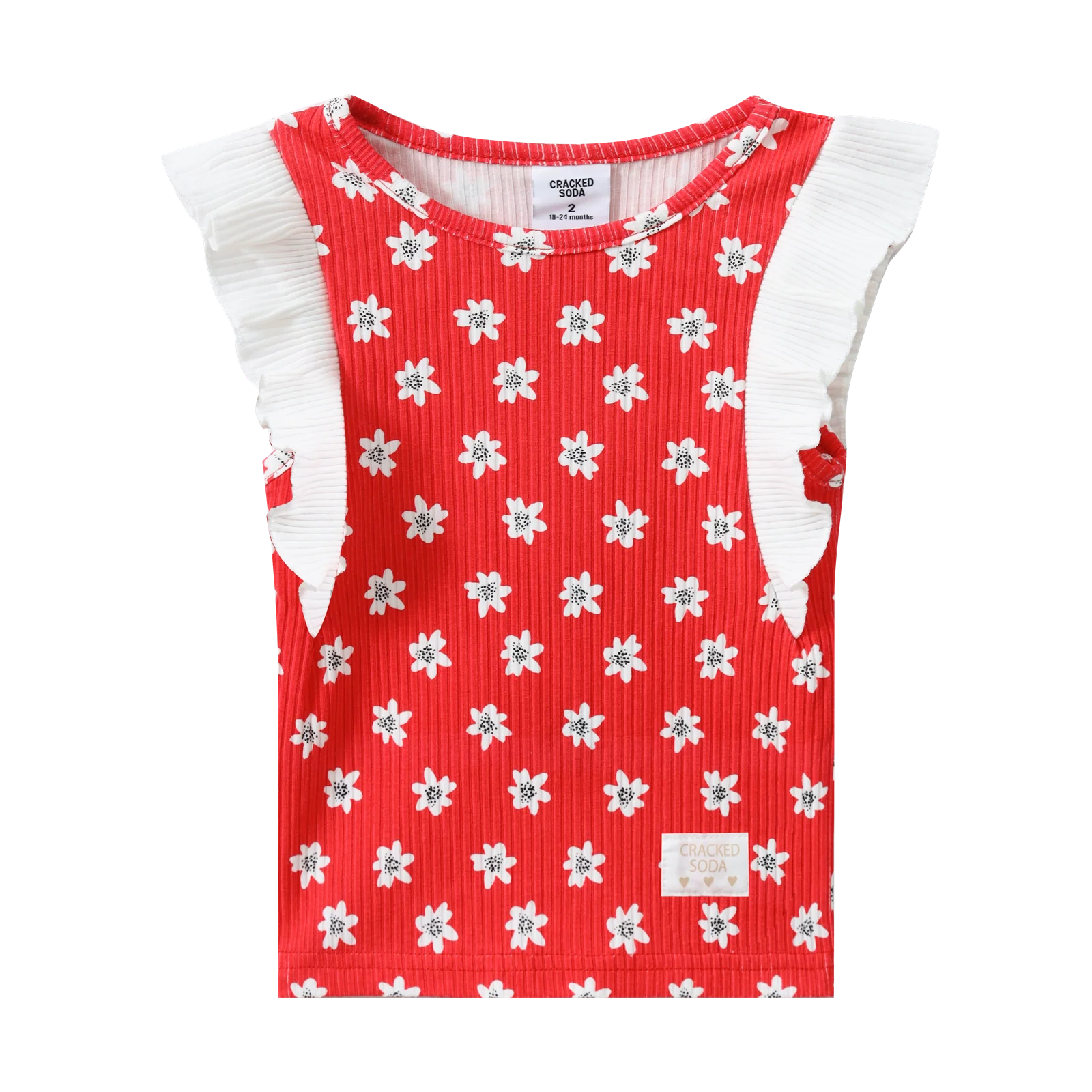Poppy Flower Red Print Frill Top - Image 6