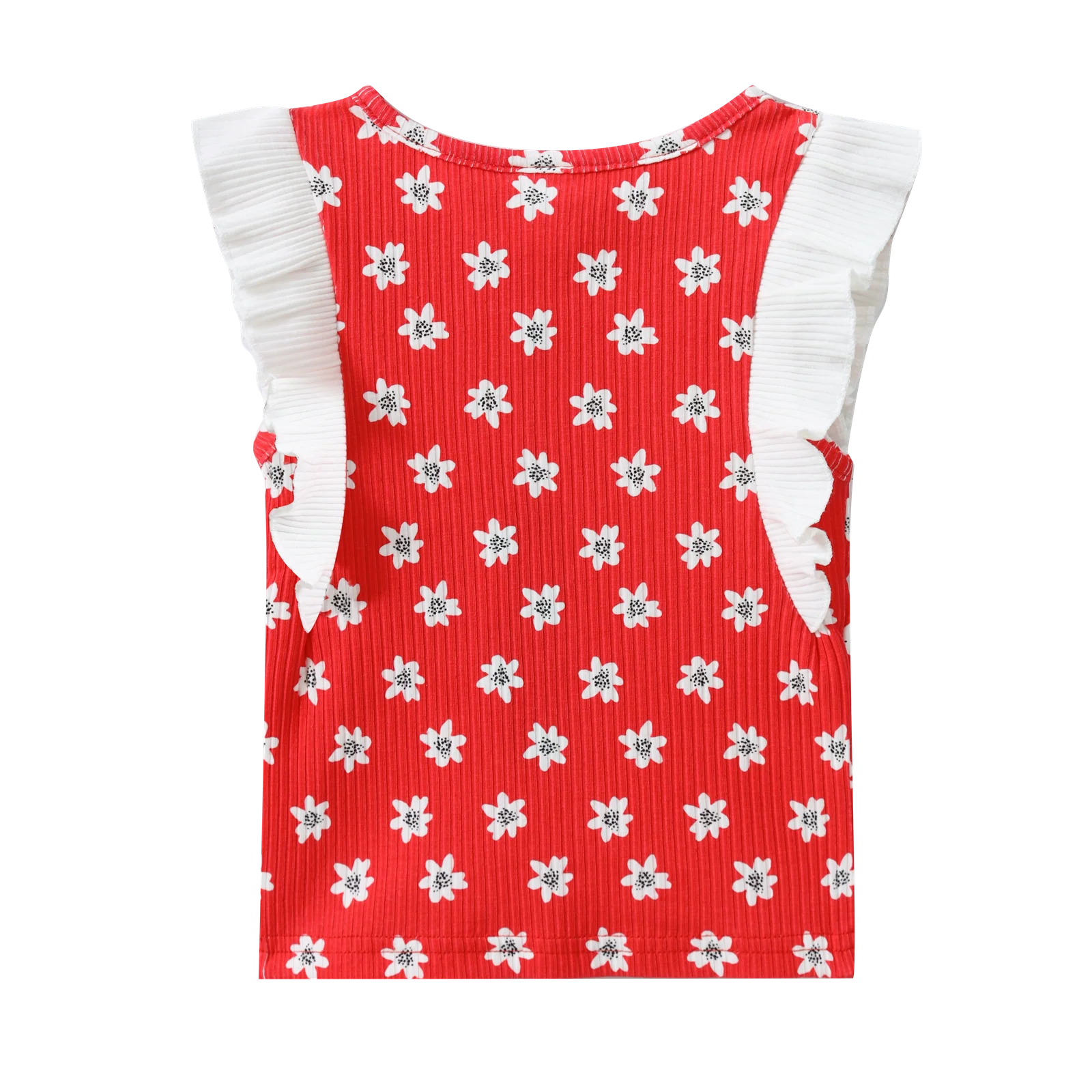 Poppy Flower Red Print Frill Top - Image 7