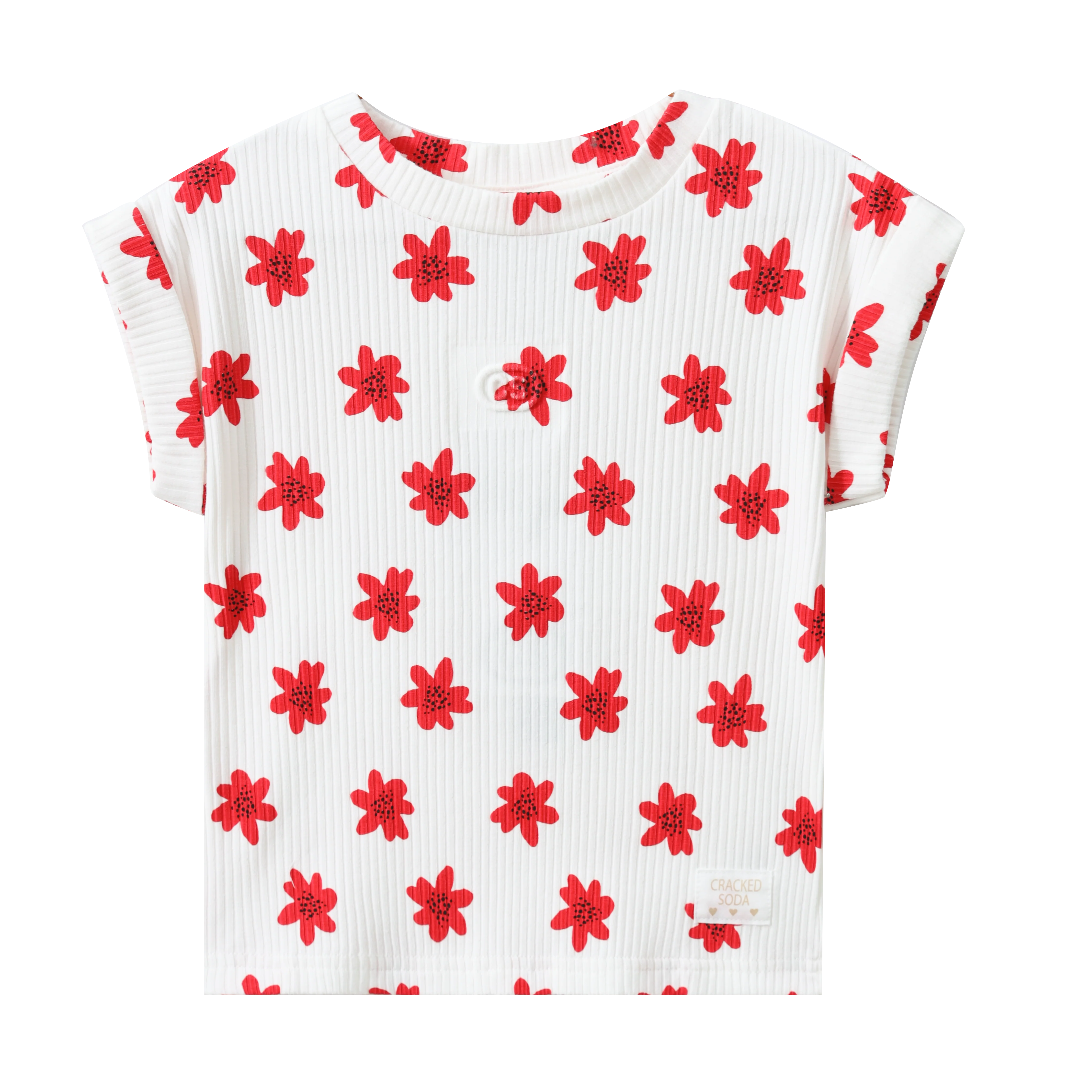Poppy Flower White Print Top
