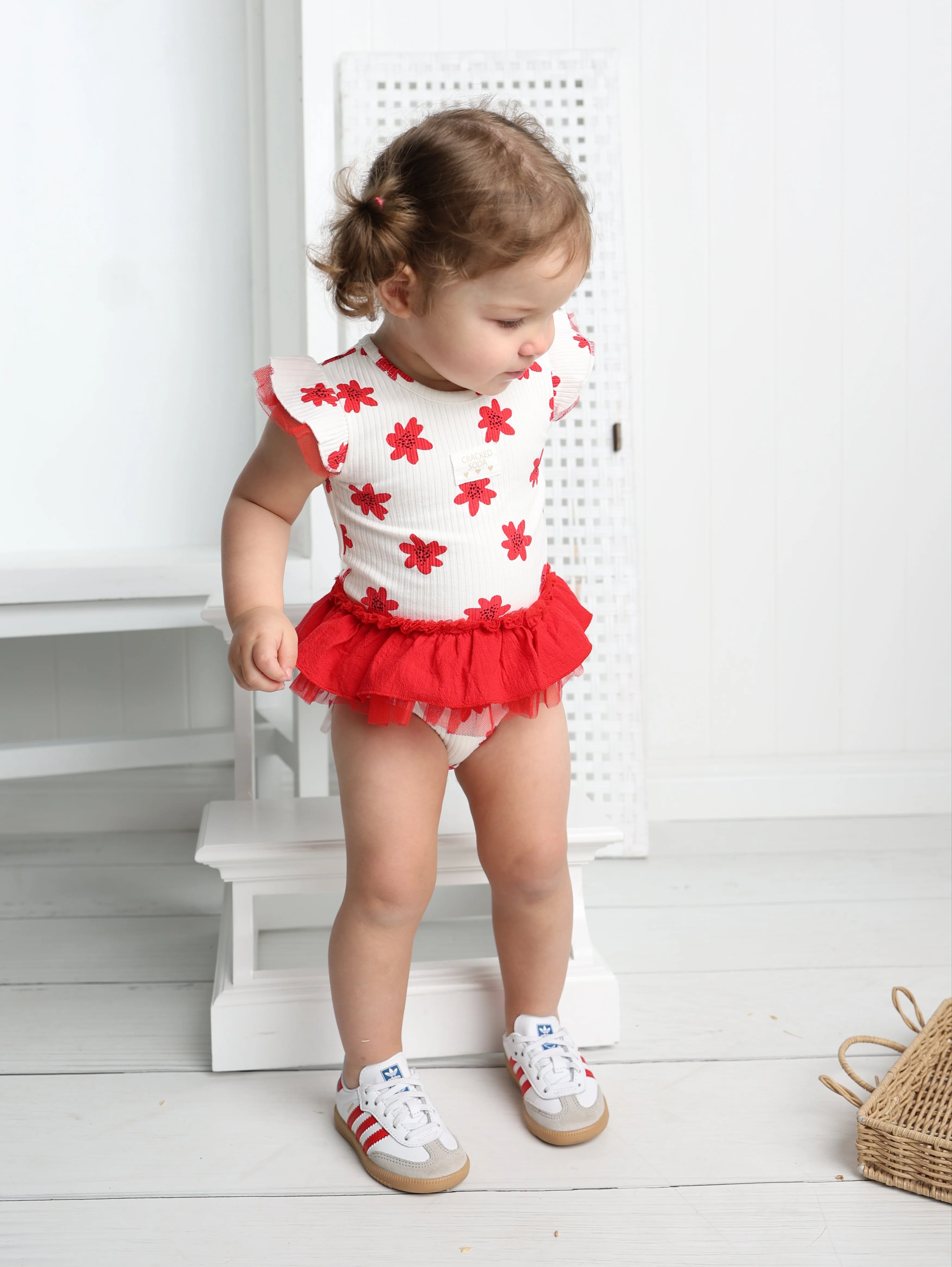 Poppy White Print Tulle Bodysuit
