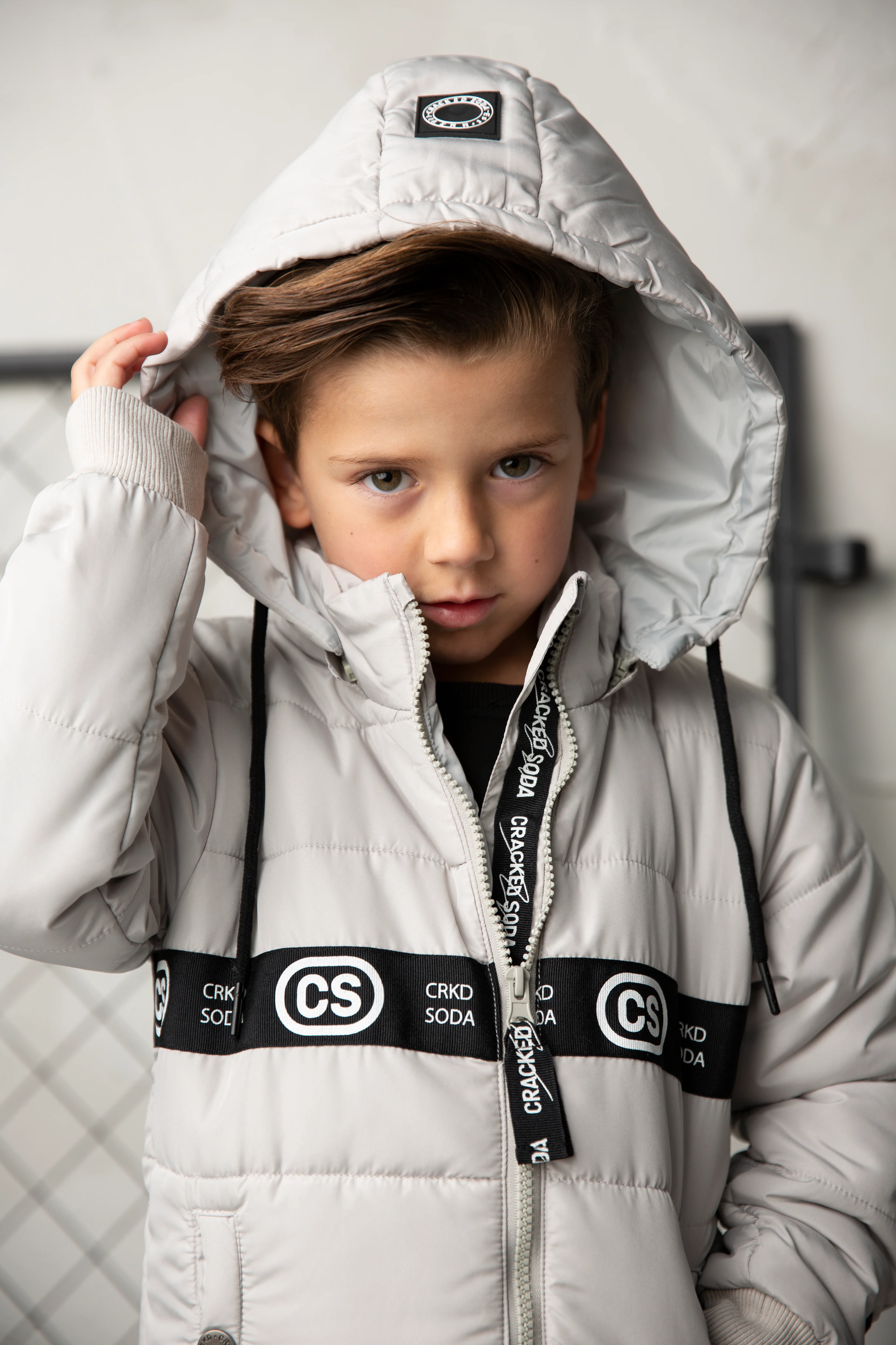 Riley Detailed Hooded Puffer Jacket - Oat
