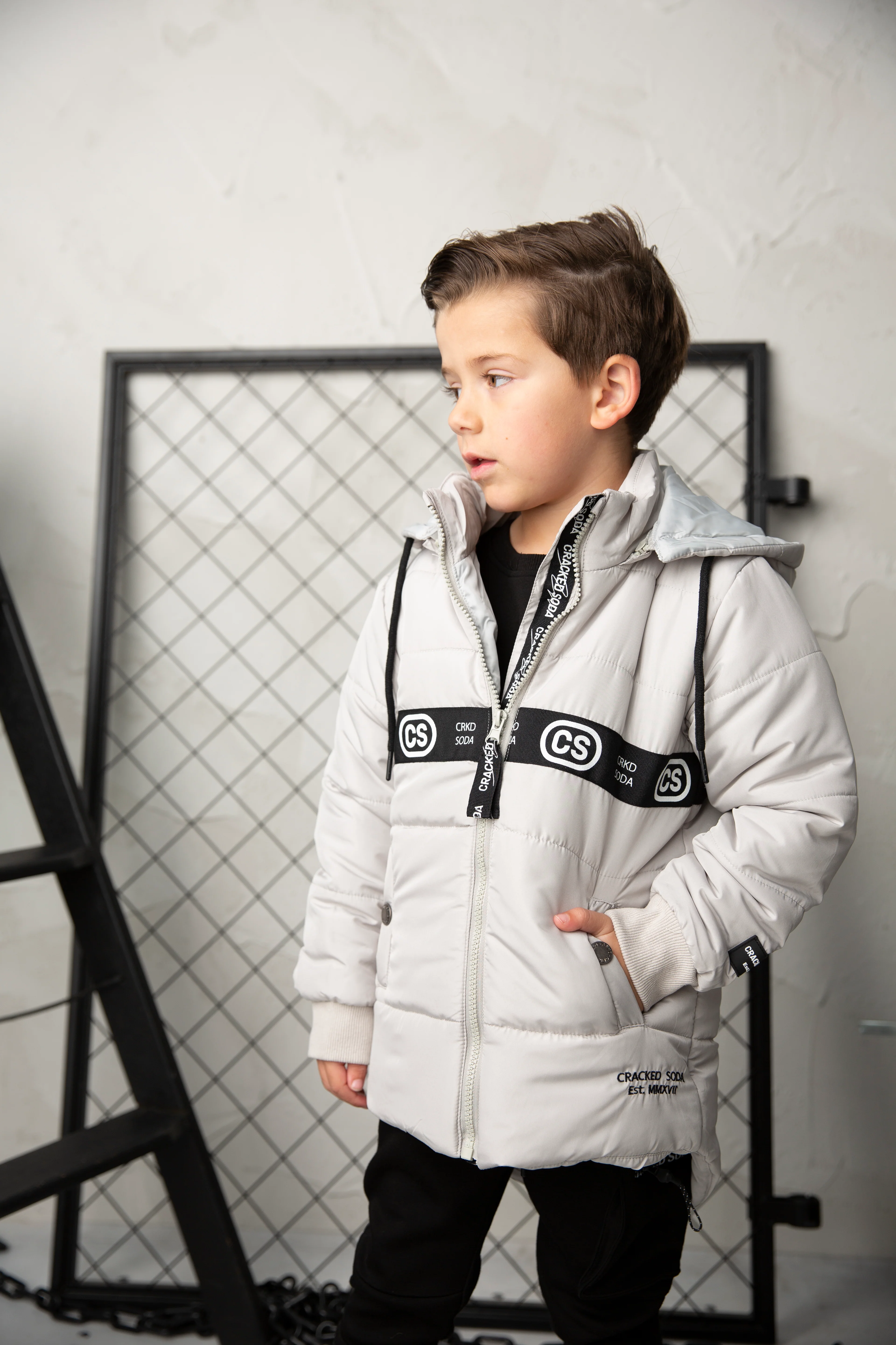 Riley Detailed Hooded Puffer Jacket - Oat - Image 2
