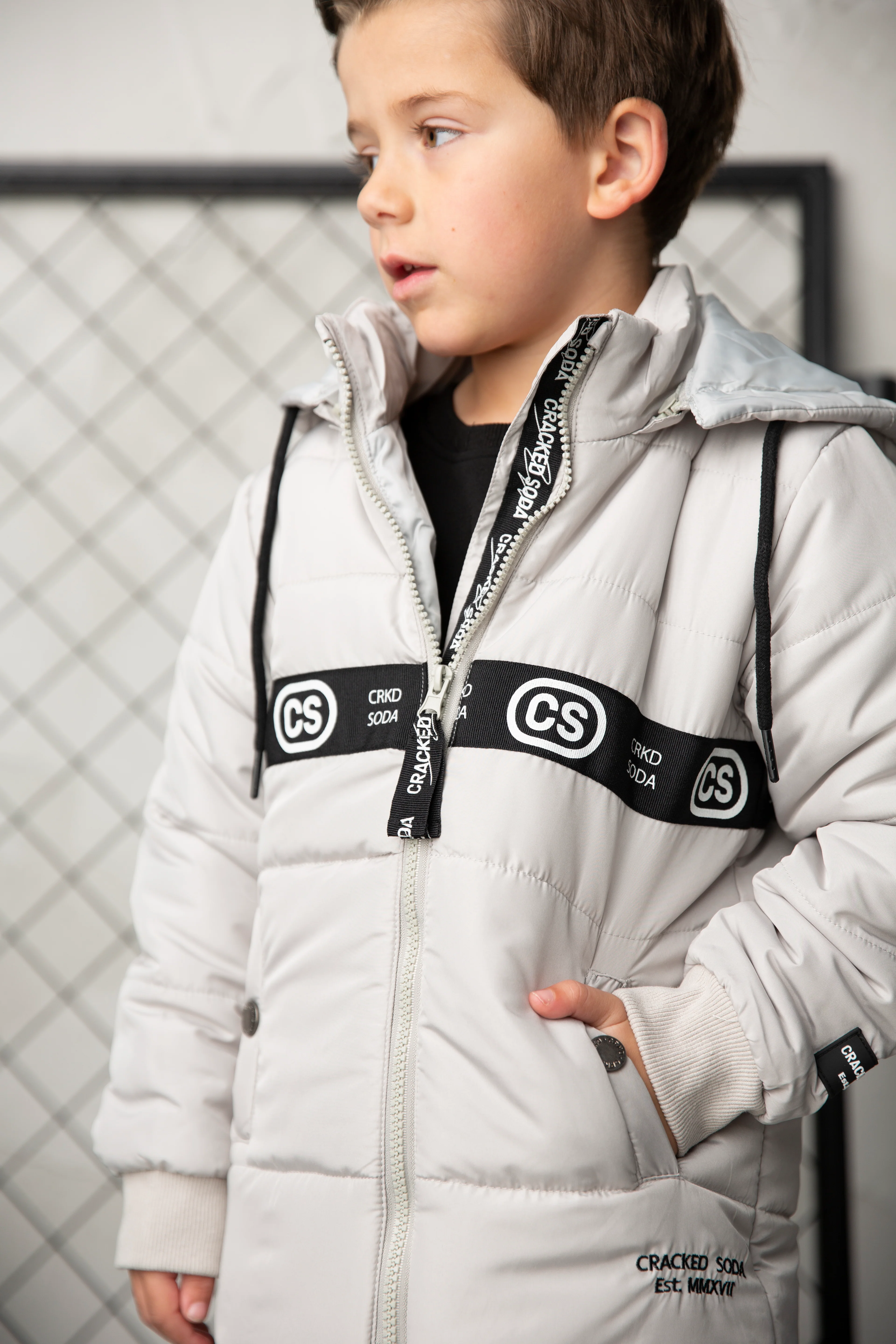 Riley Detailed Hooded Puffer Jacket - Oat - Image 4