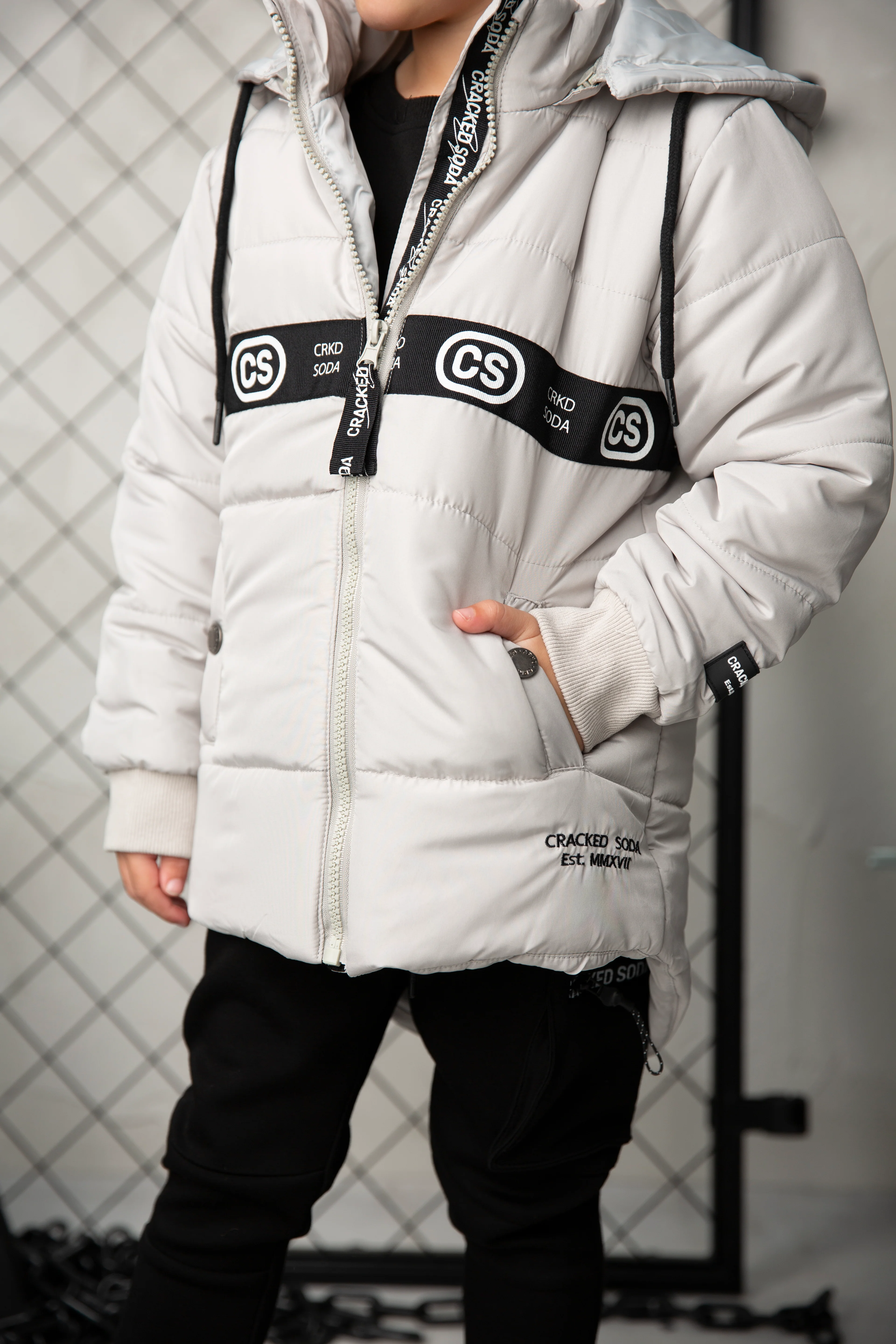 Riley Detailed Hooded Puffer Jacket - Oat - Image 5