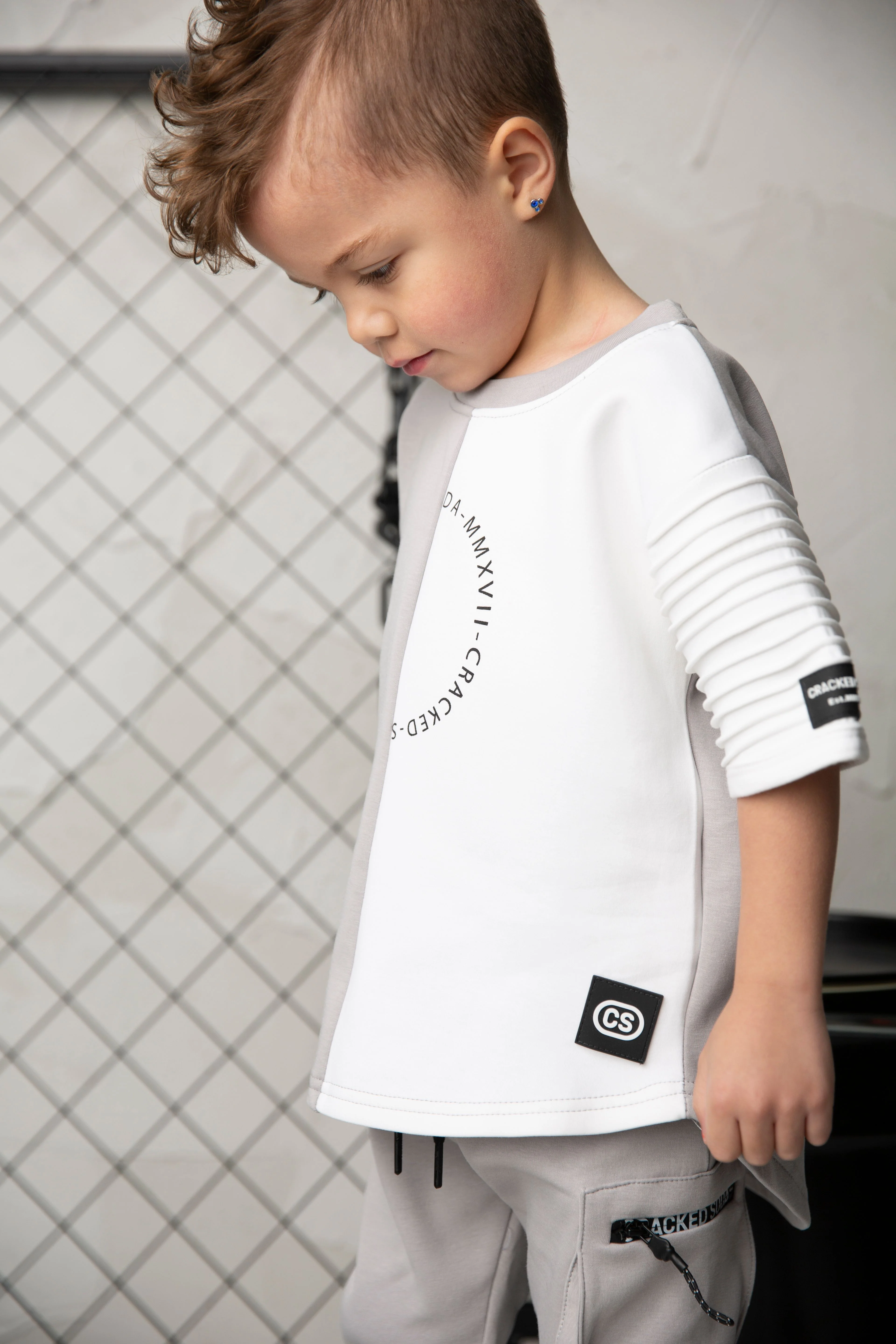 River Detail Sleeve Tee - Cloud/White - Image 2