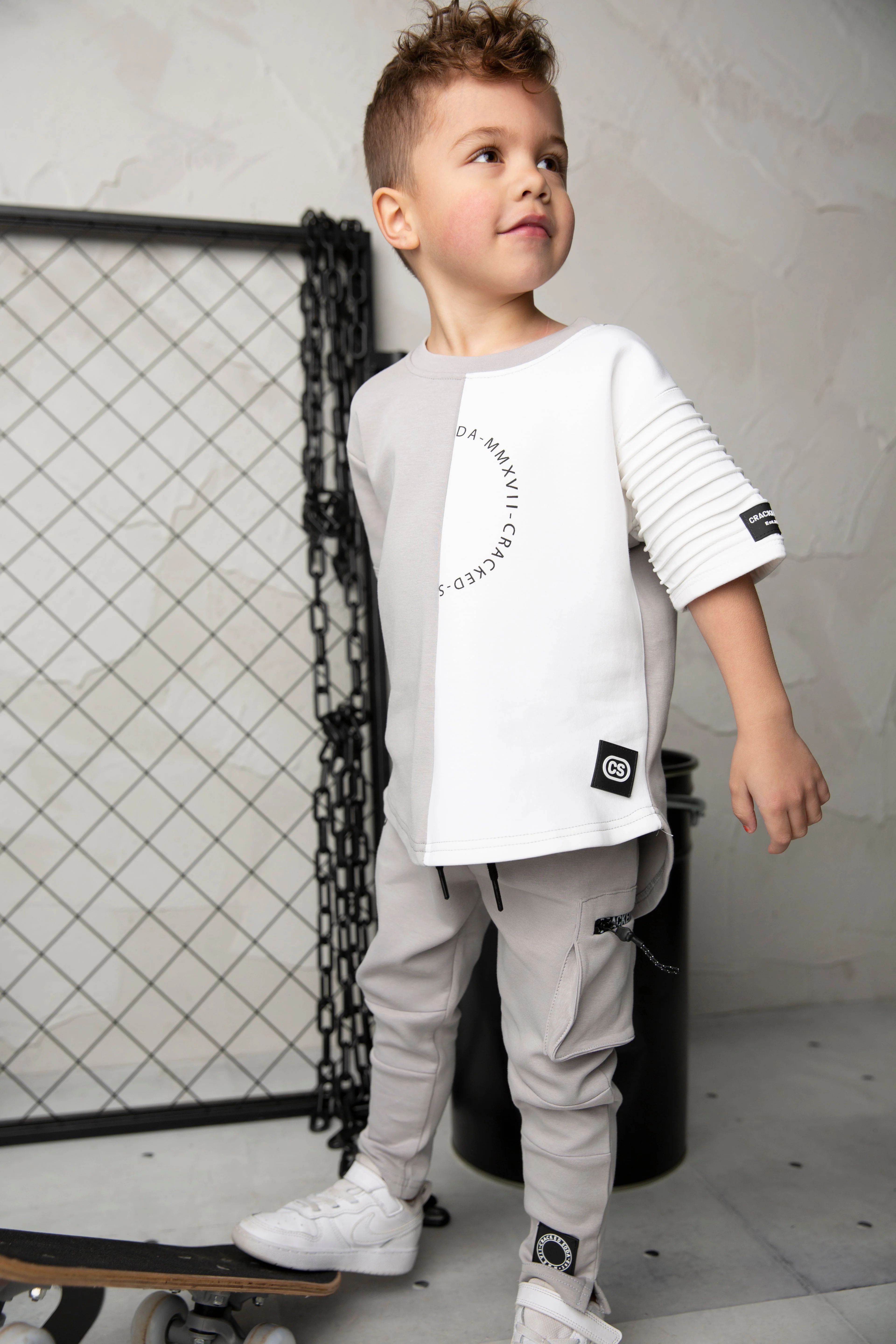 River Detail Sleeve Tee - Cloud/White - Image 7