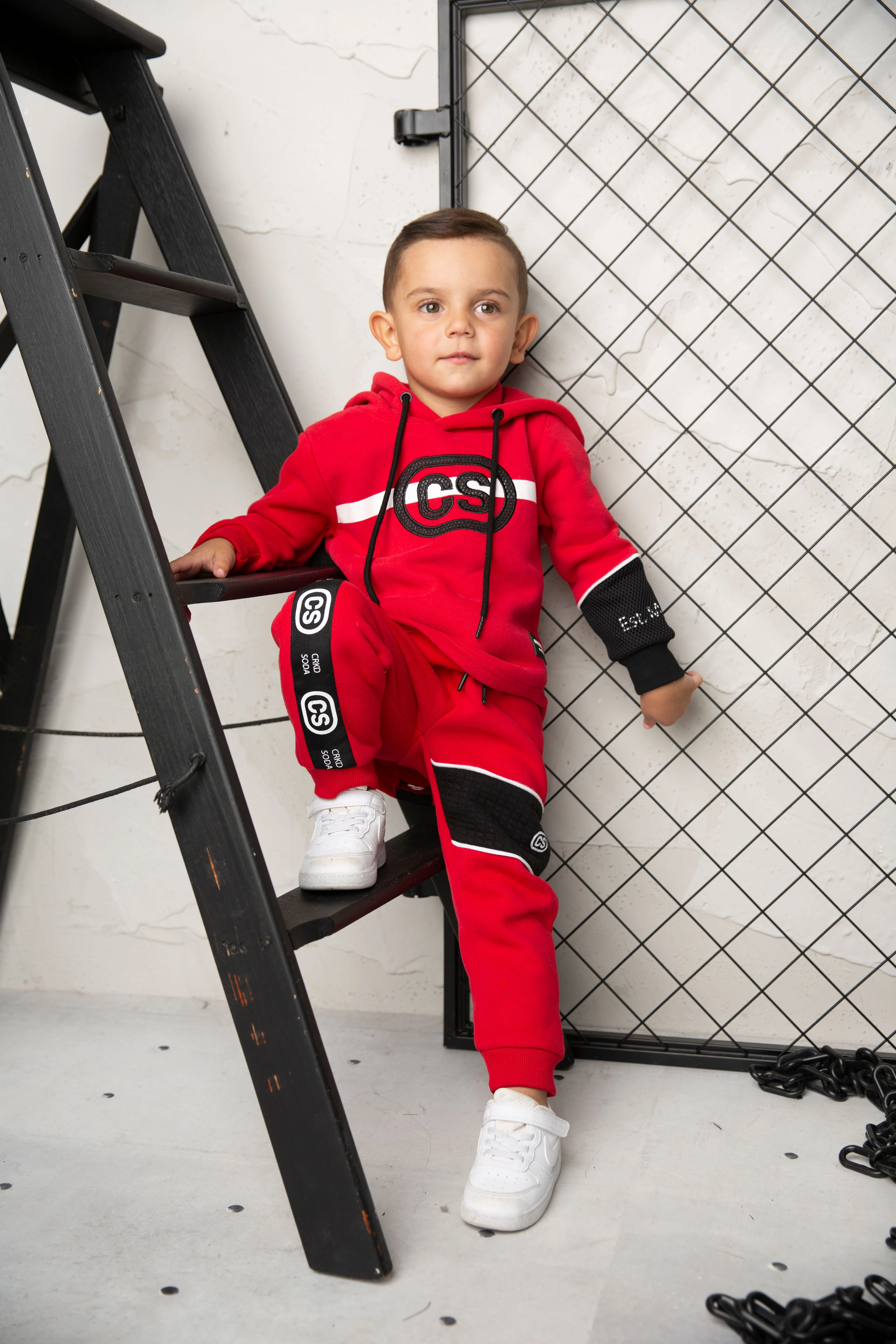 Sammy Detailed Strip Hoodie - Red - Image 3