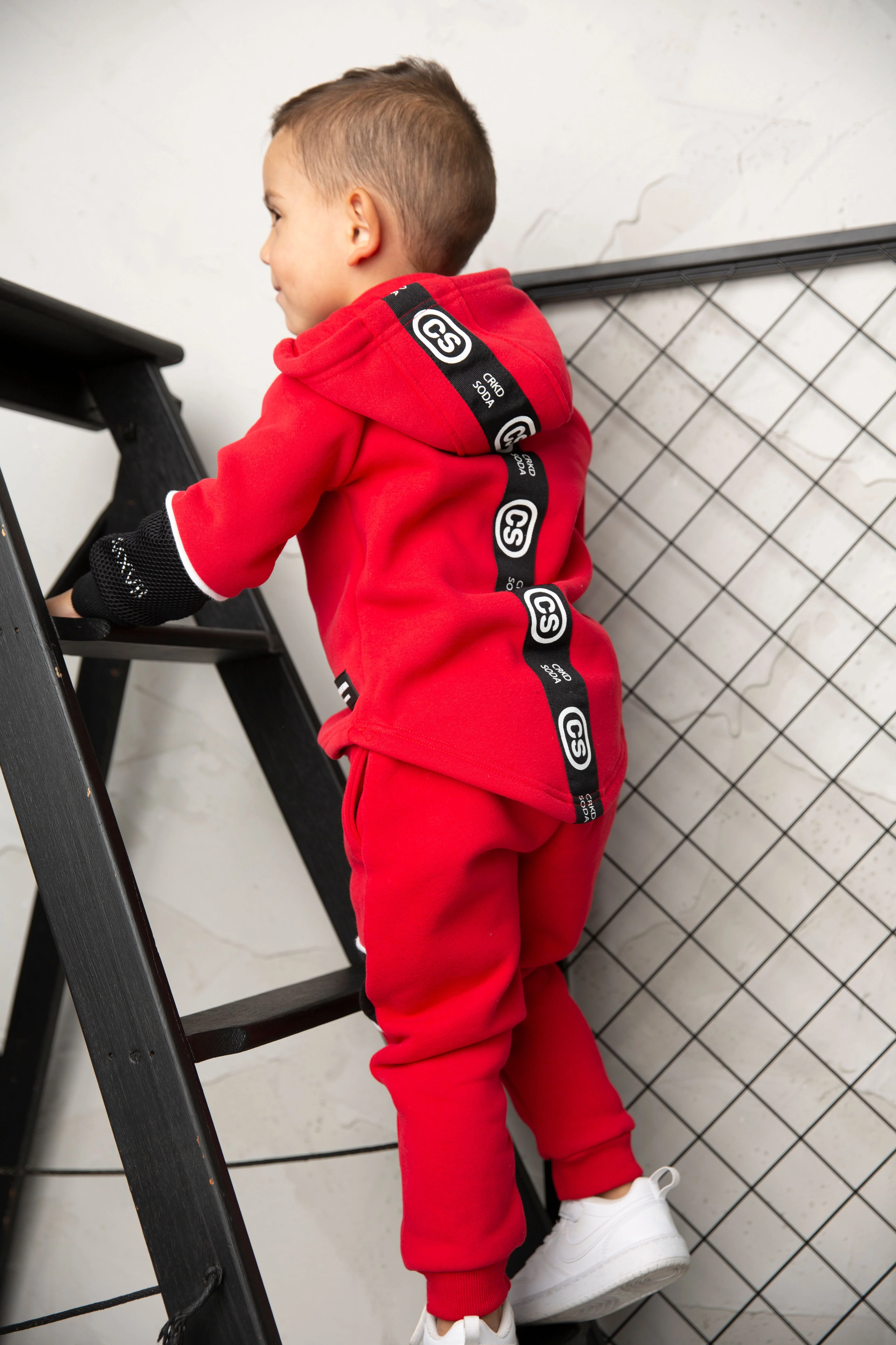 Sammy Detailed Strip Hoodie - Red - Image 6