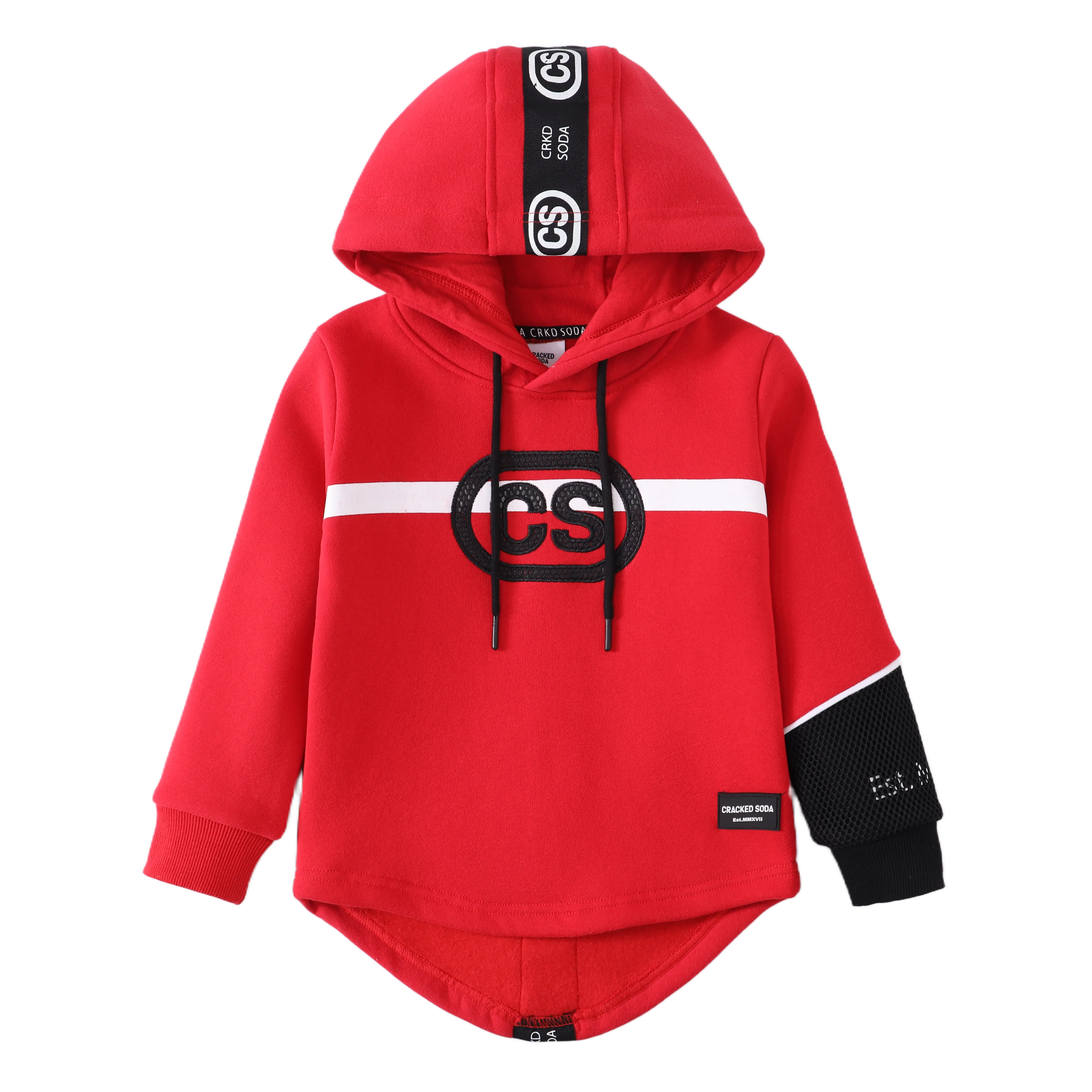 Sammy Detailed Strip Hoodie - Red - Image 7