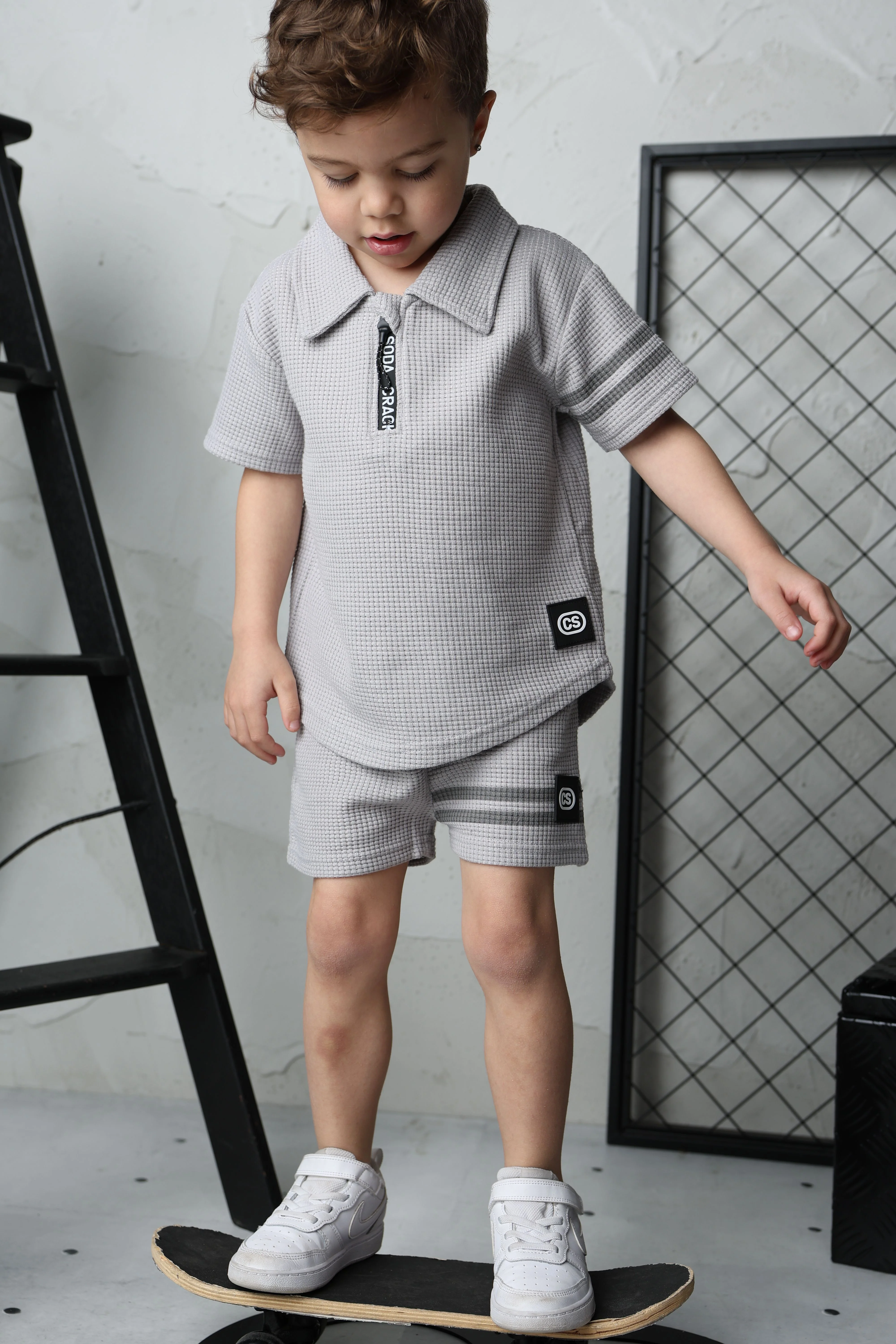 Sammy Waffle Polo - Grey - Image 3