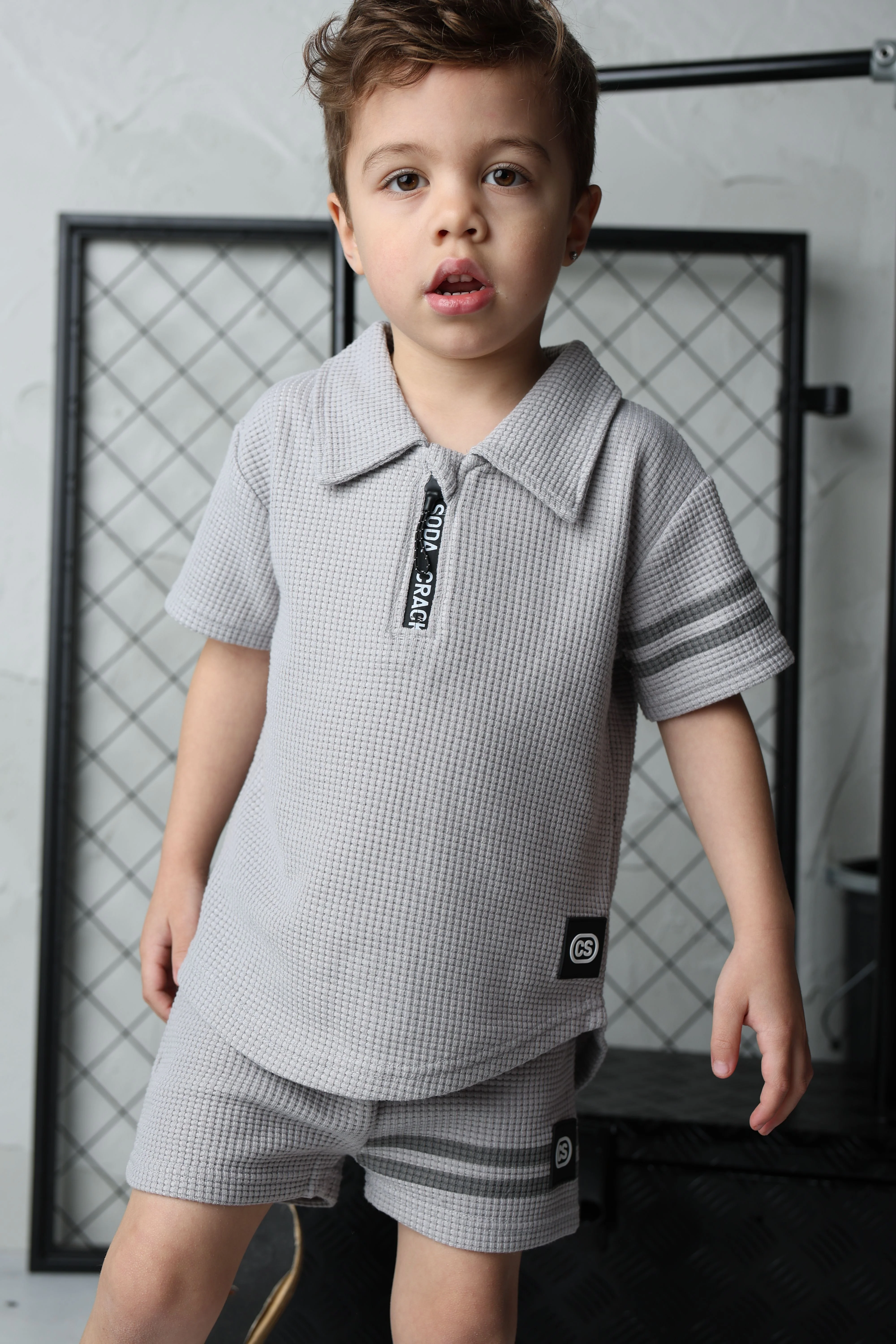 Sammy Waffle Polo - Grey - Image 4