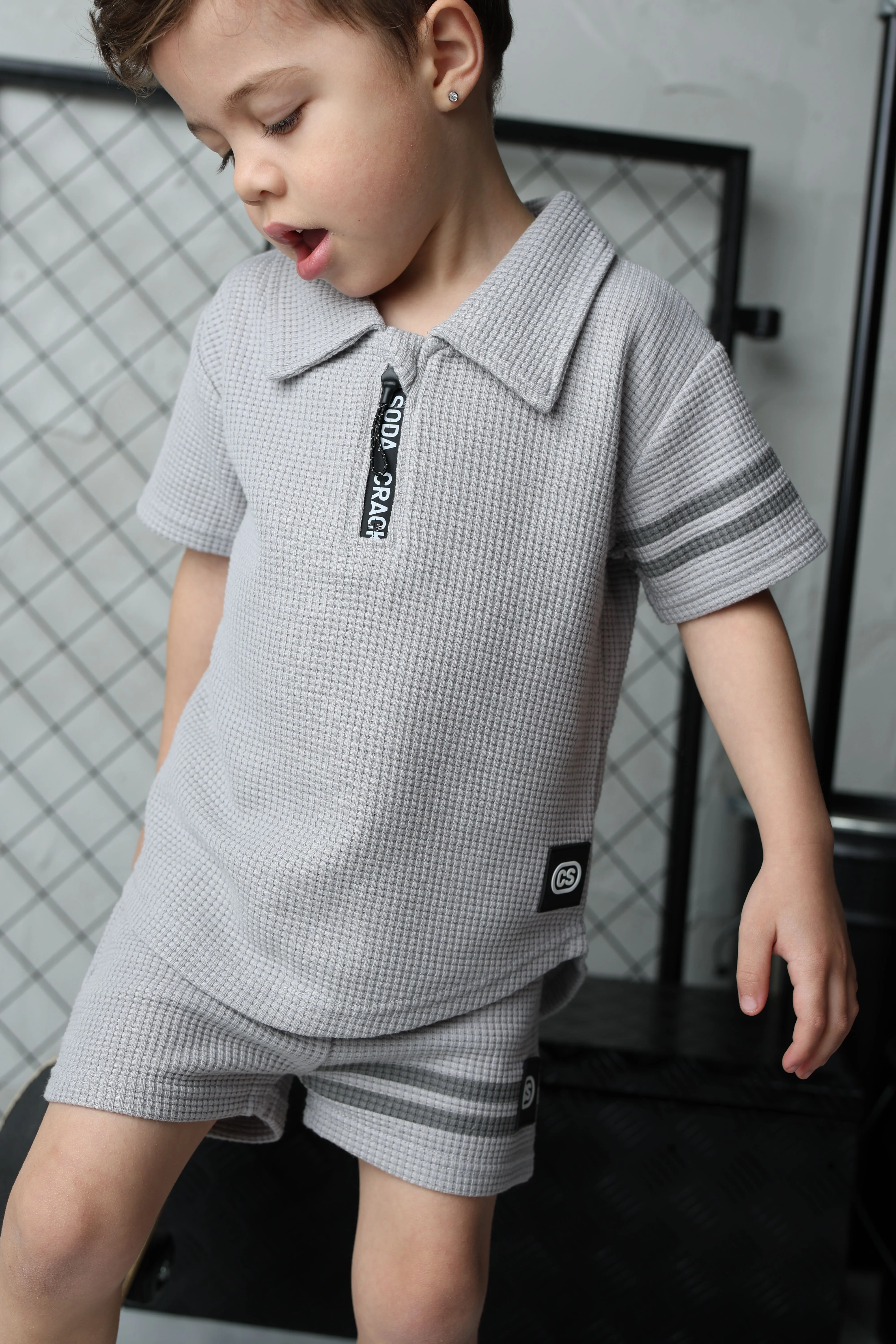 Sammy Waffle Polo - Grey - Image 5
