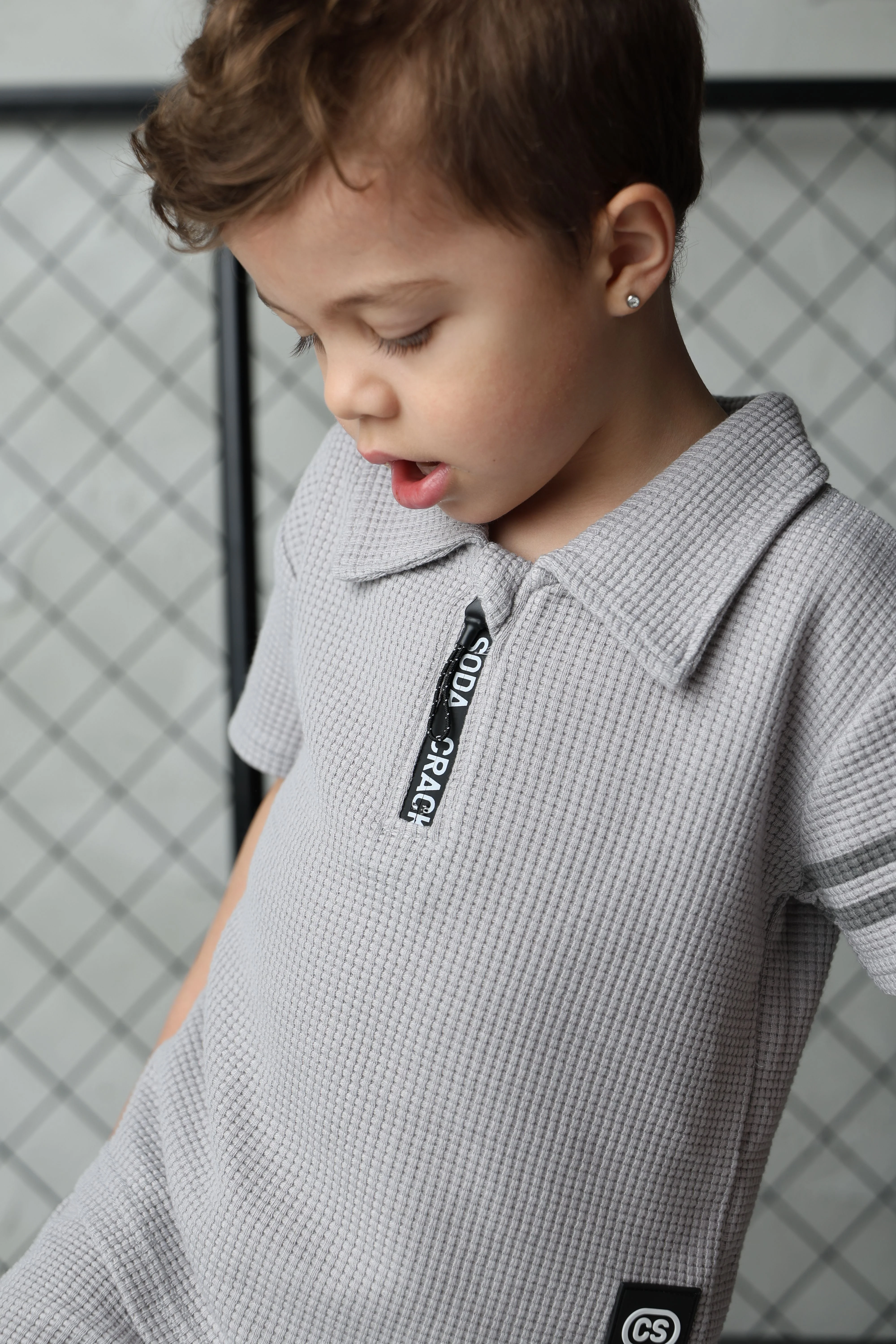 Sammy Waffle Polo - Grey - Image 6