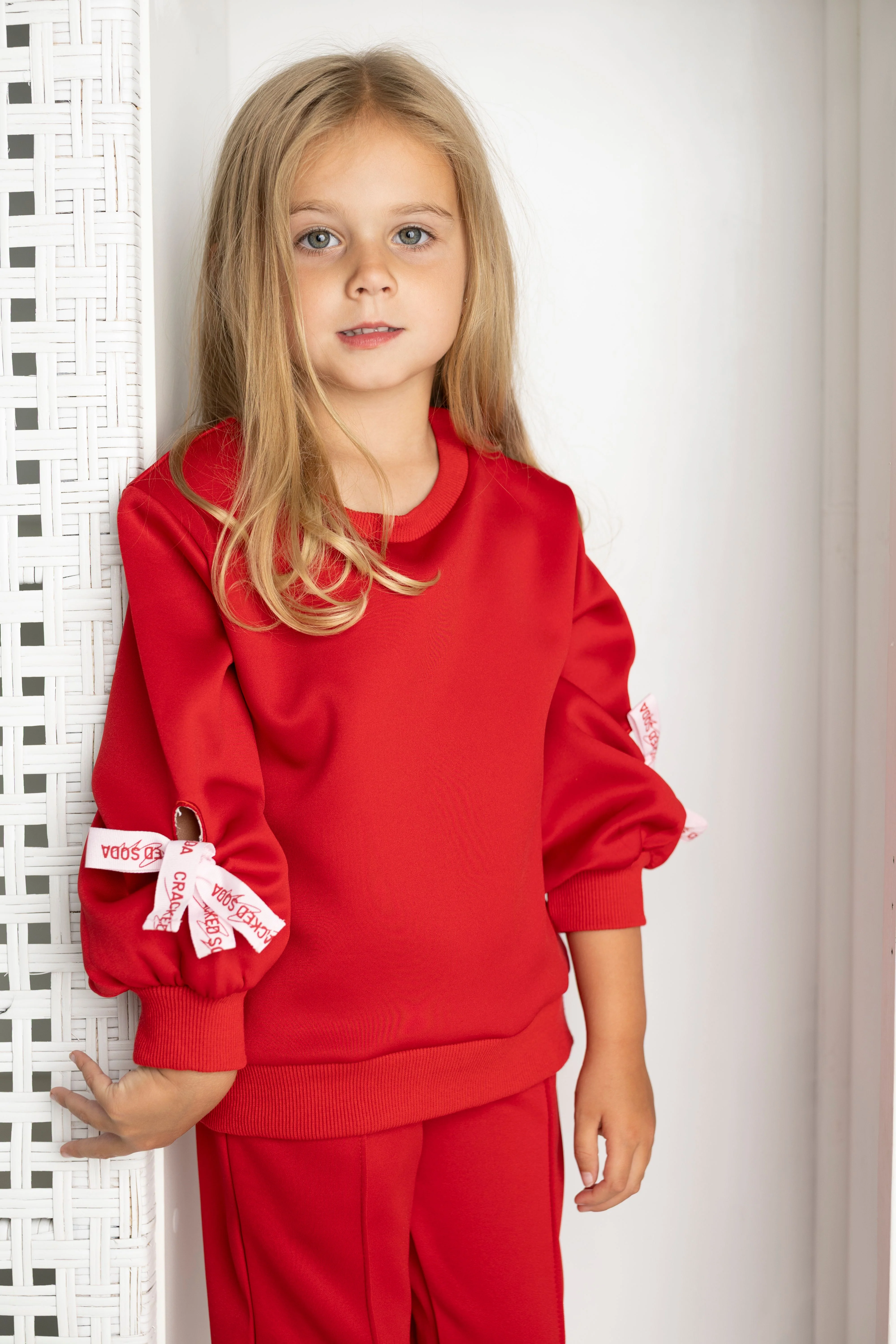 Scarlett Bow Crew & Pant Set - Cherry - Image 4