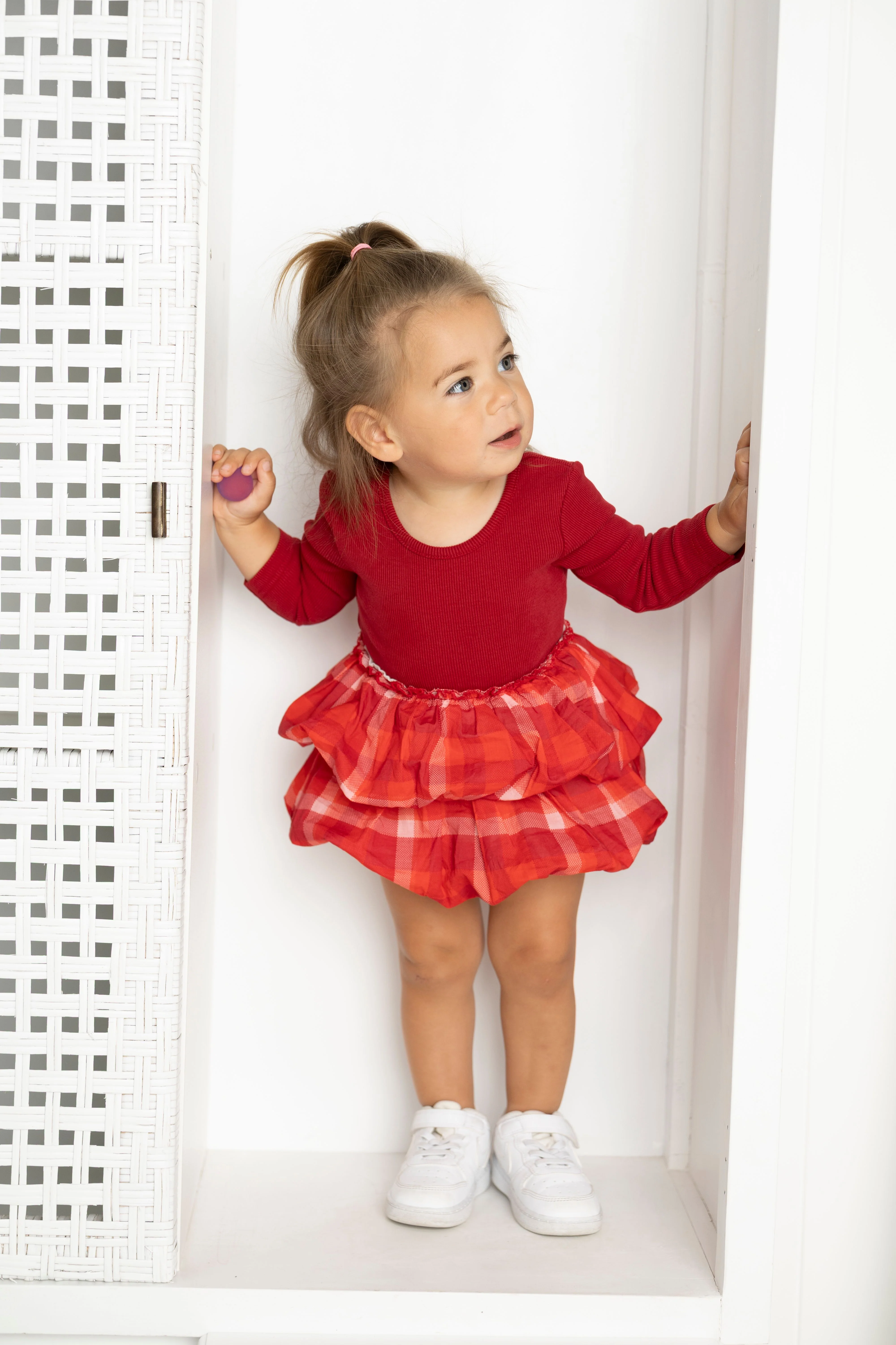 Scarlett Fleece Ribbed Bodysuit Check Dress