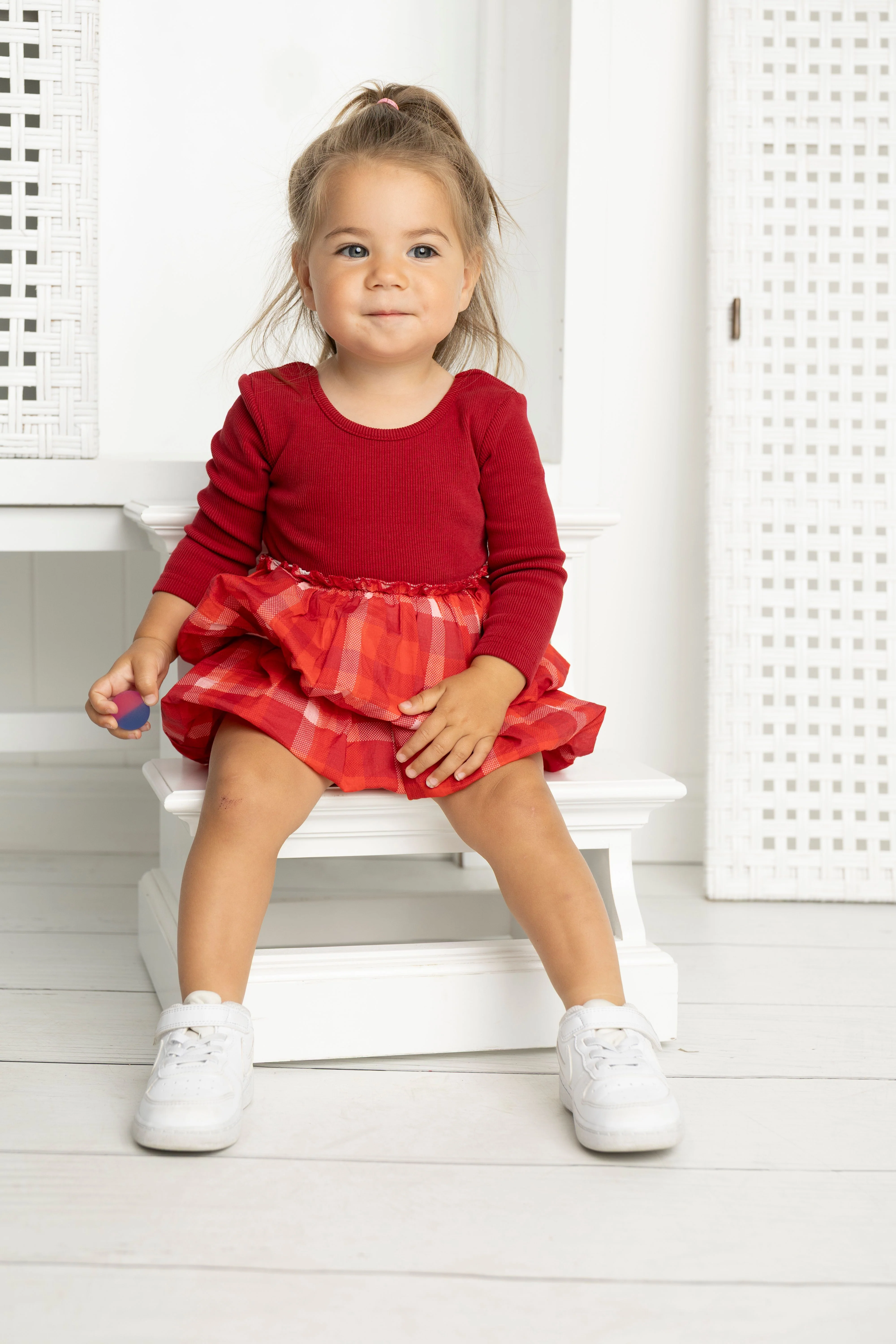 Scarlett Fleece Ribbed Bodysuit Check Dress - Image 3