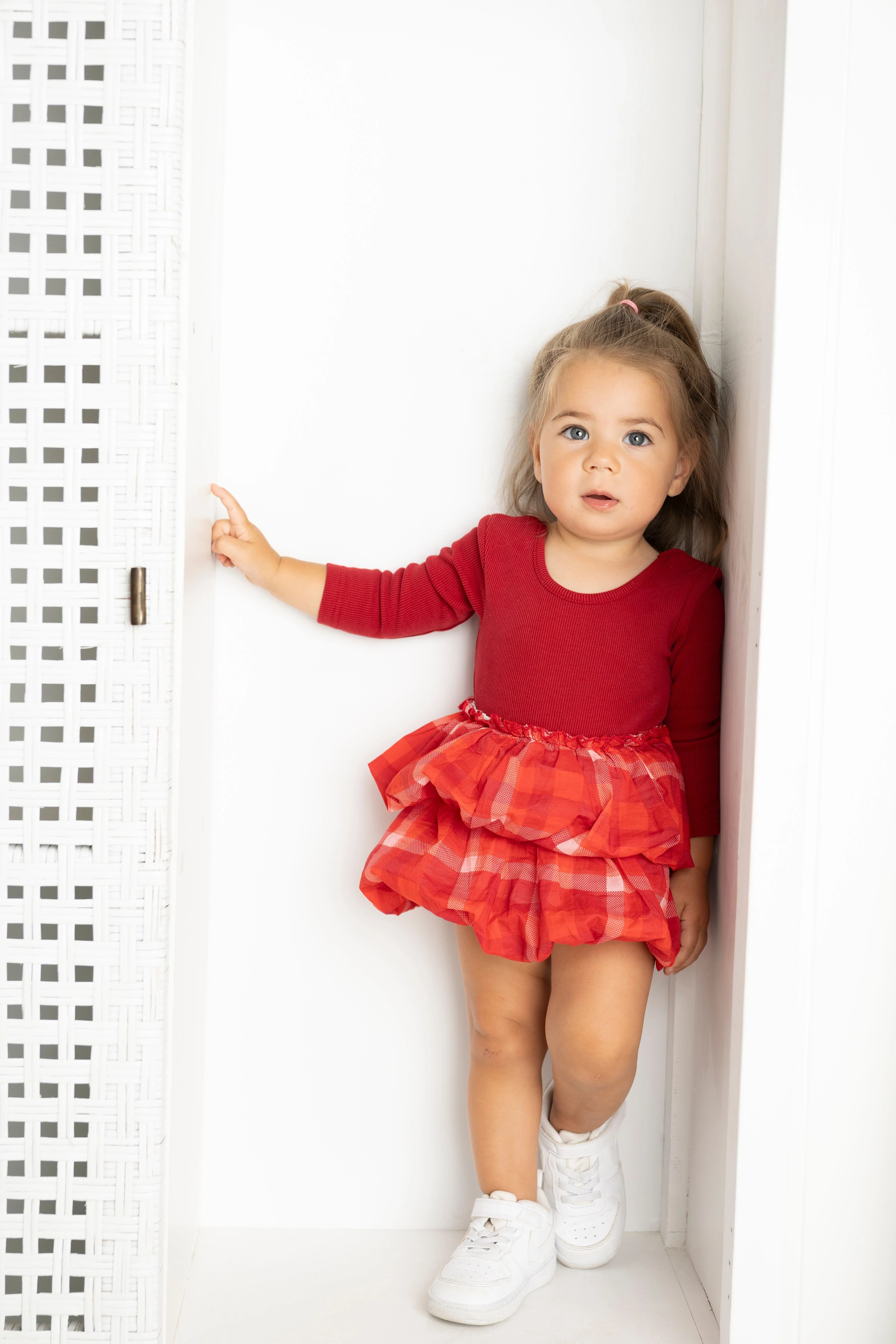 Scarlett Fleece Ribbed Bodysuit Check Dress - Image 4