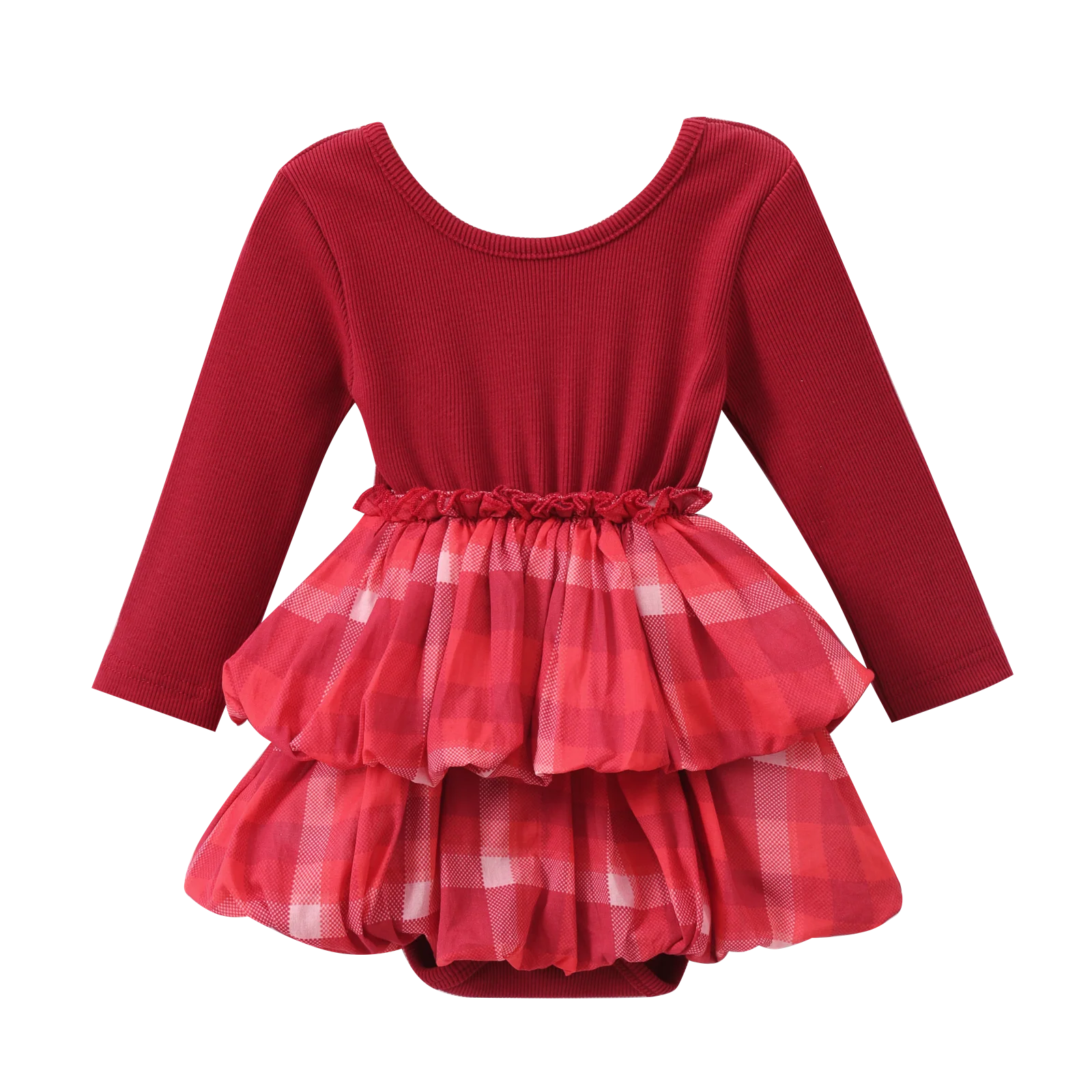 Scarlett Fleece Ribbed Bodysuit Check Dress - Image 5