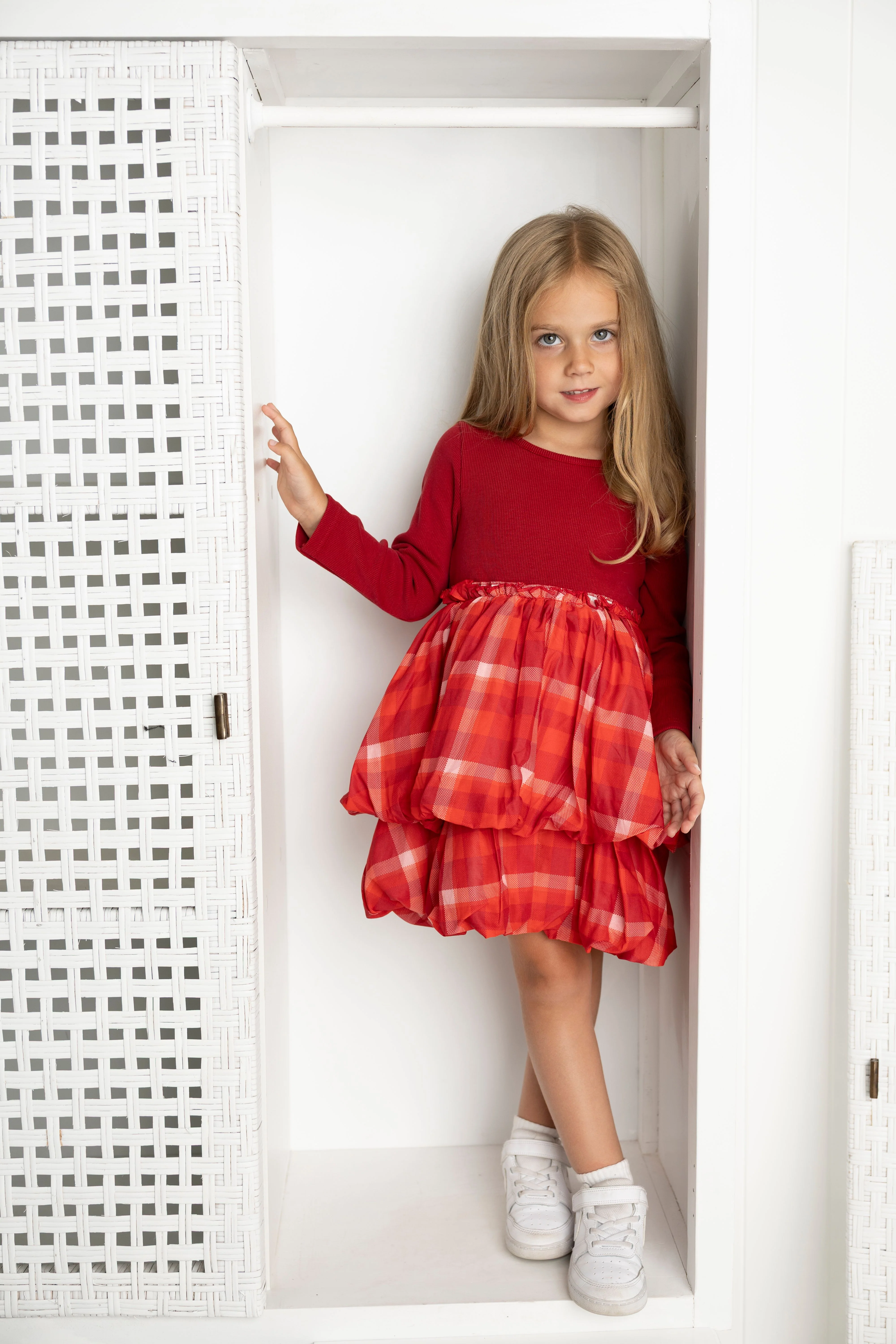 Scarlett Fleece Ribbed Check Dress