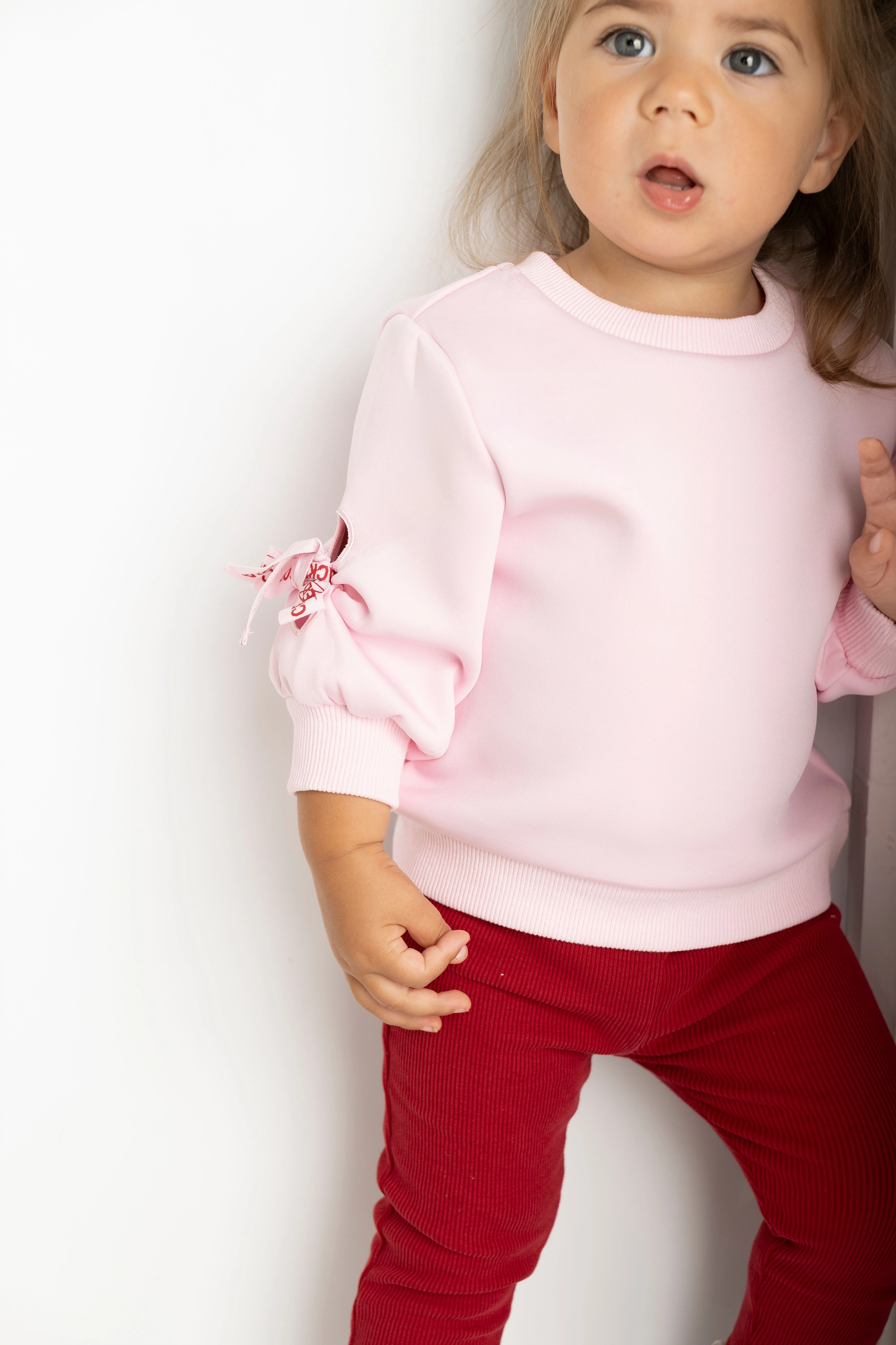 Scarlett Pink Bow Crew & Cherry Legging Set - Image 4