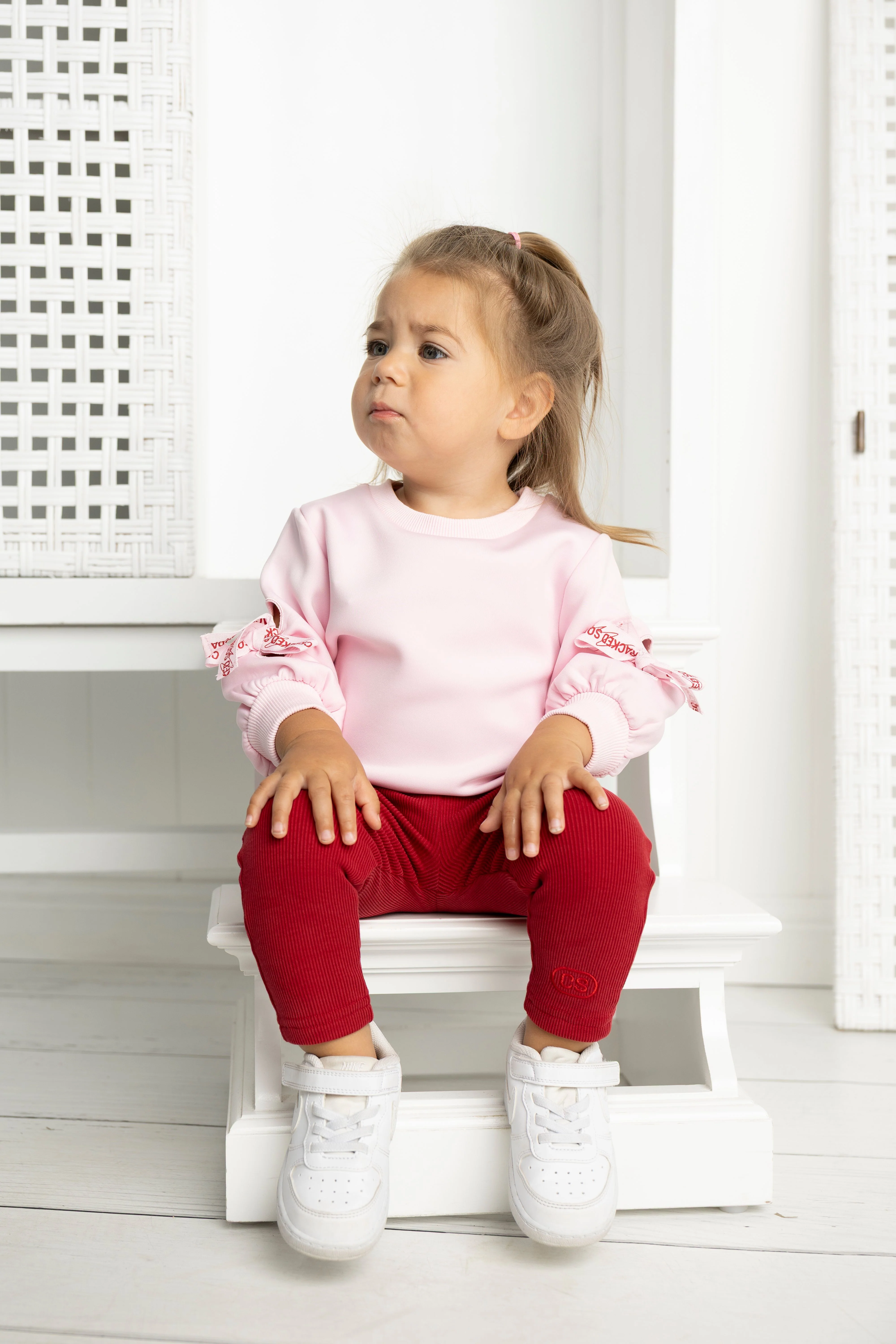 Scarlett Pink Bow Crew & Cherry Legging Set - Image 6