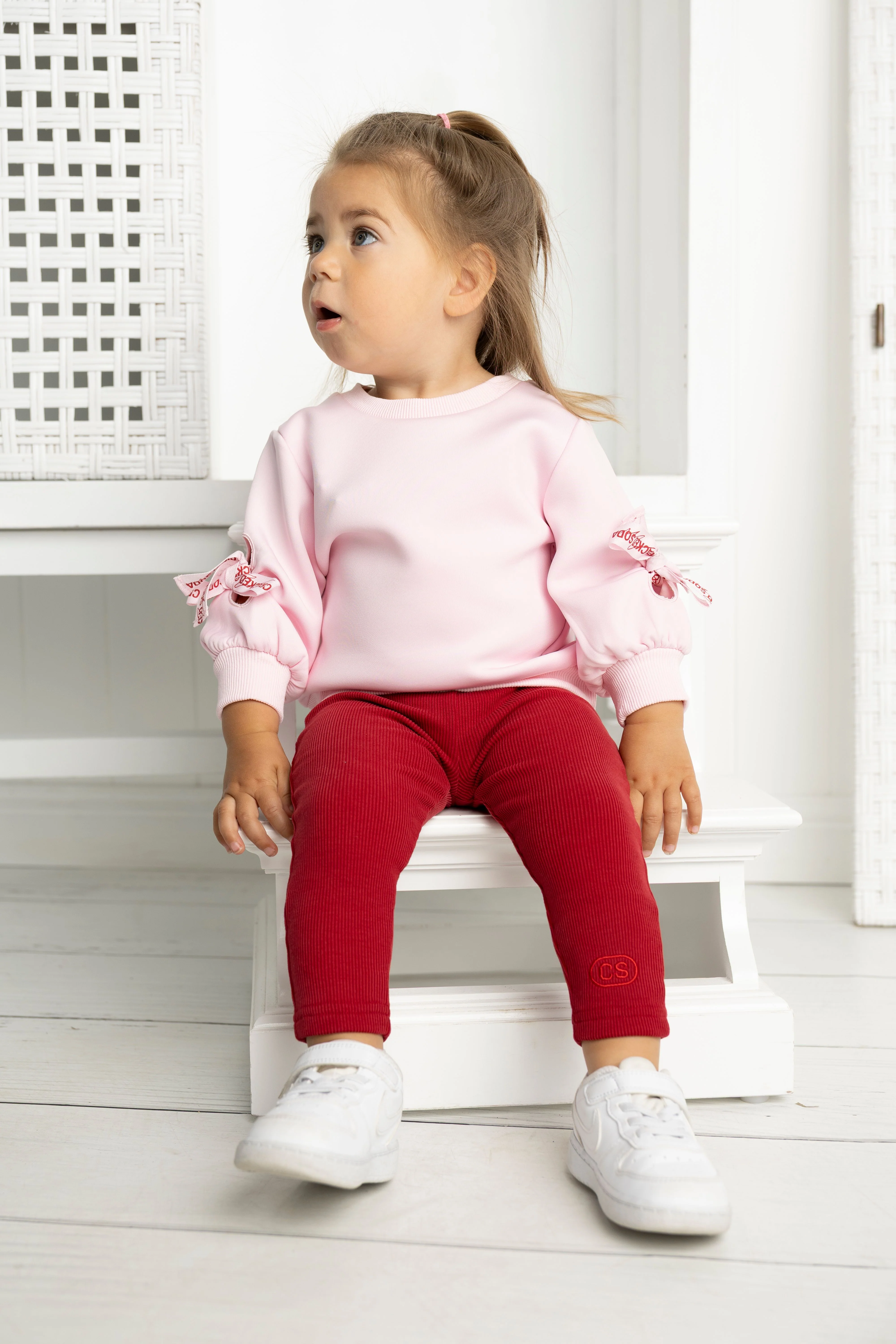 Scarlett Ribbed Fleece Leggings - Cherry - Image 2