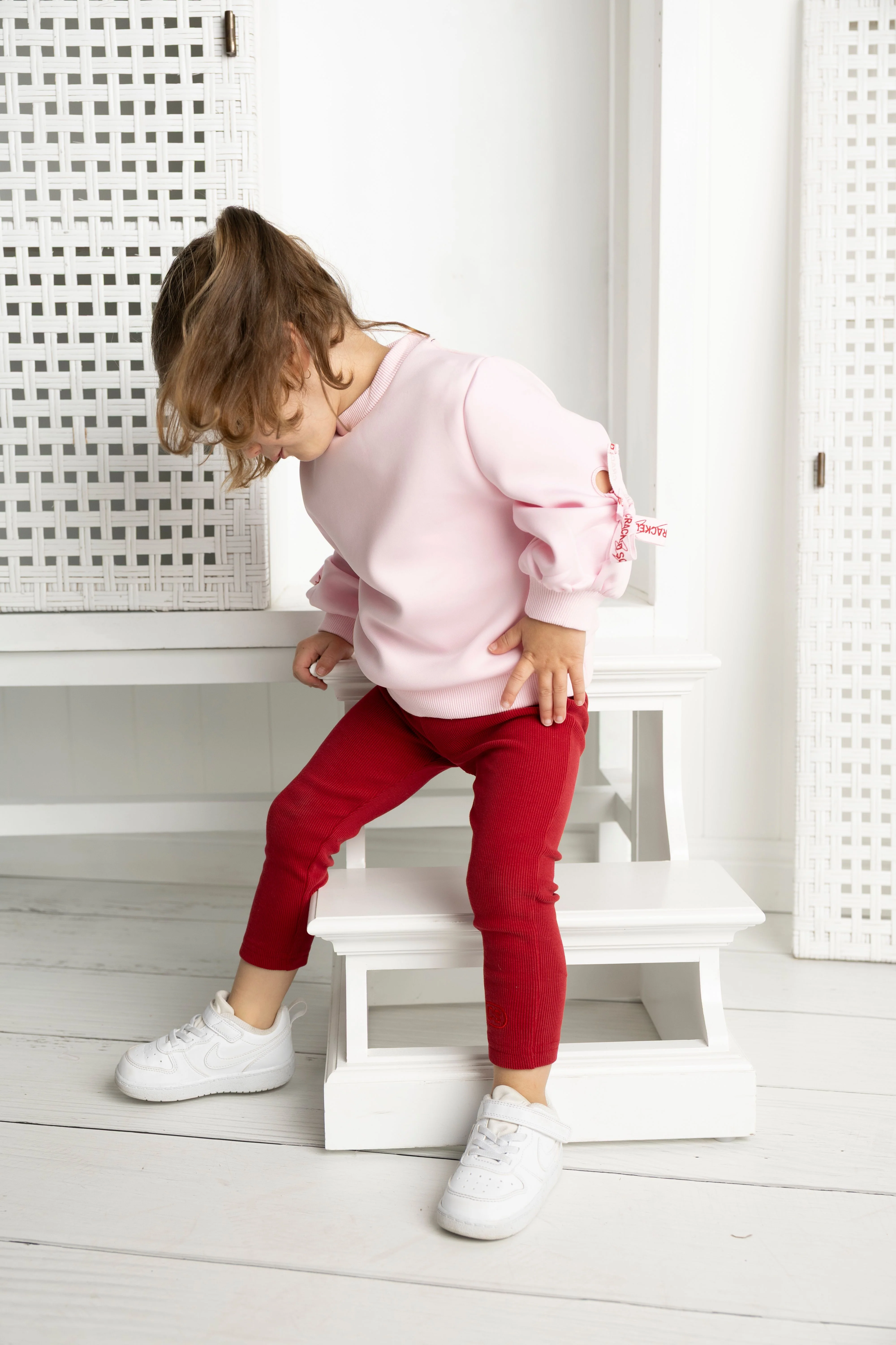 Scarlett Ribbed Fleece Leggings - Cherry - Image 3