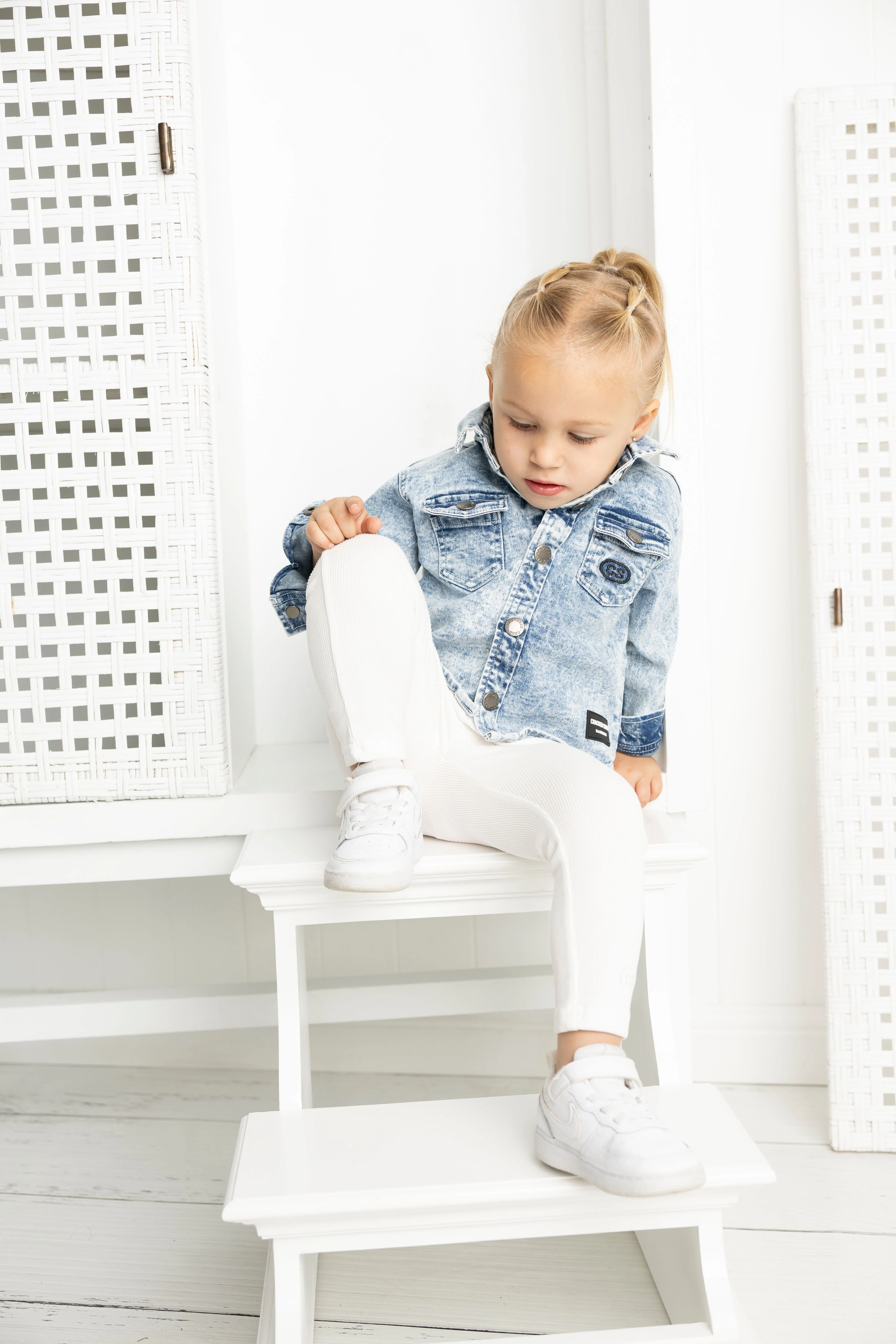 Scarlett Ribbed Fleece Leggings - Cream White - Image 3